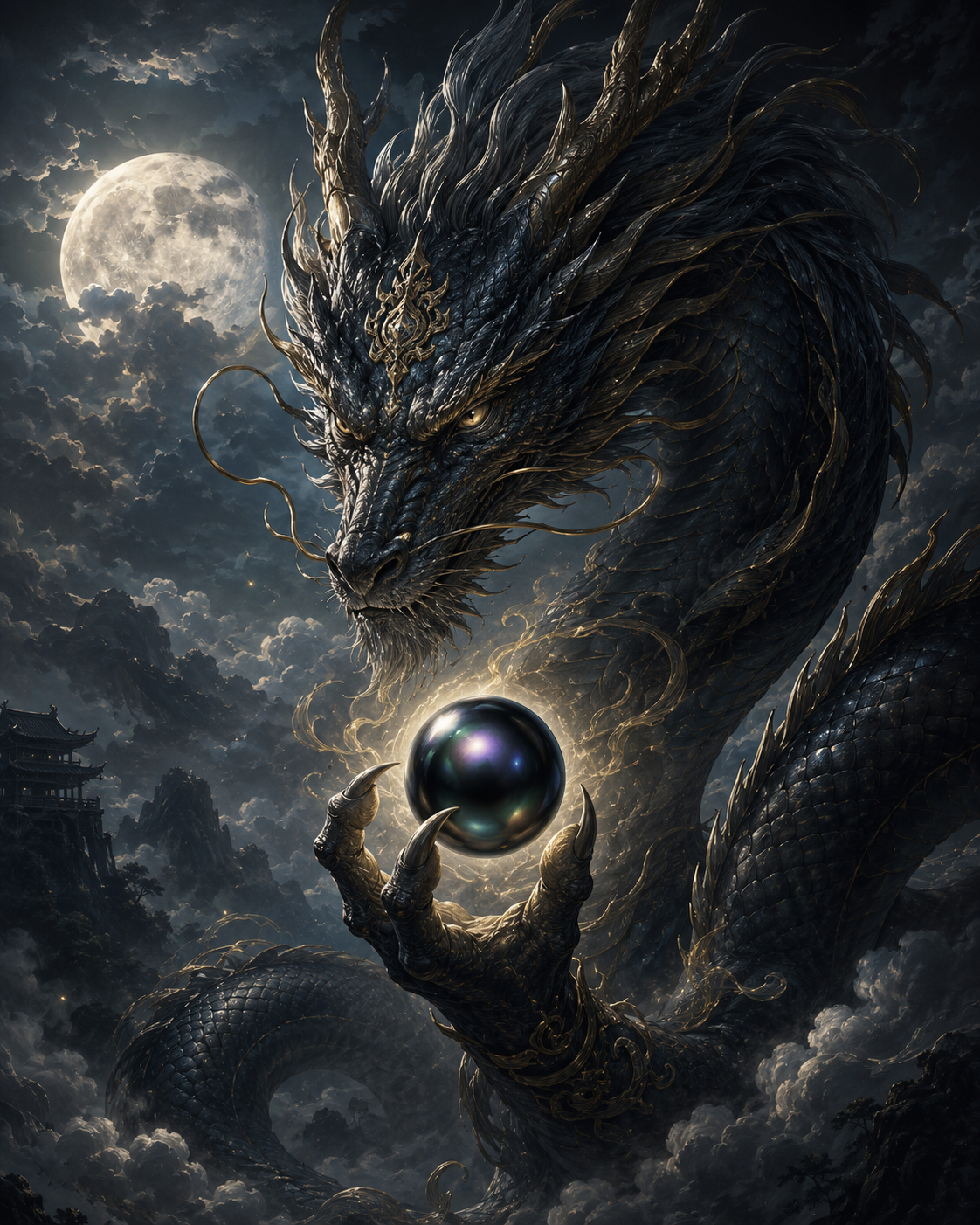 pearl symbolism, dragon with black pearl