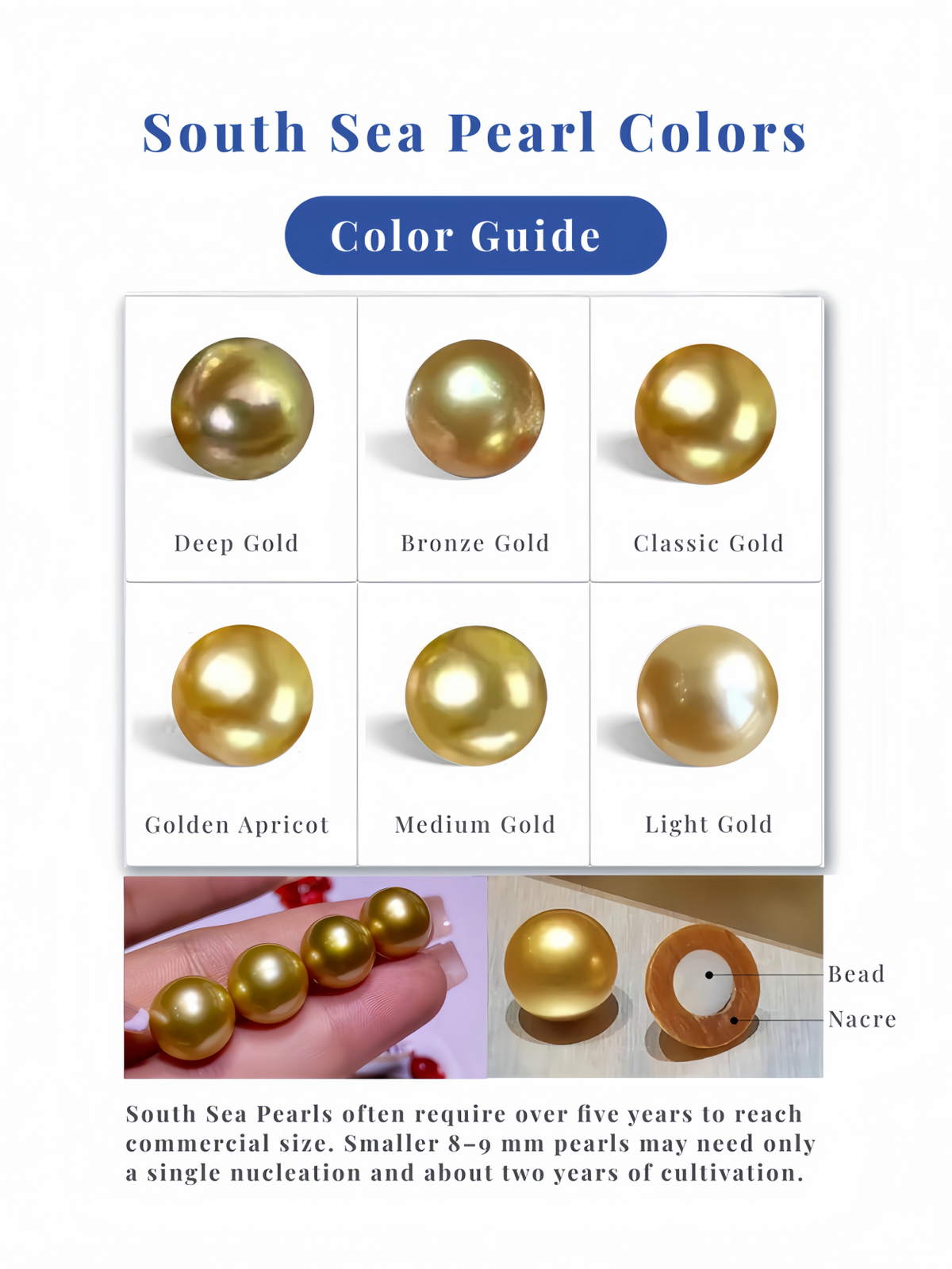 Golden south sea pearl colors guide