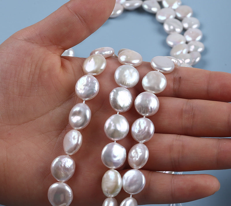 White Button Pearl Strand 11-12mm