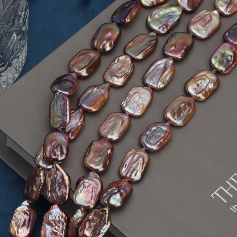 Purple Square Pearl Strand 14*18mm