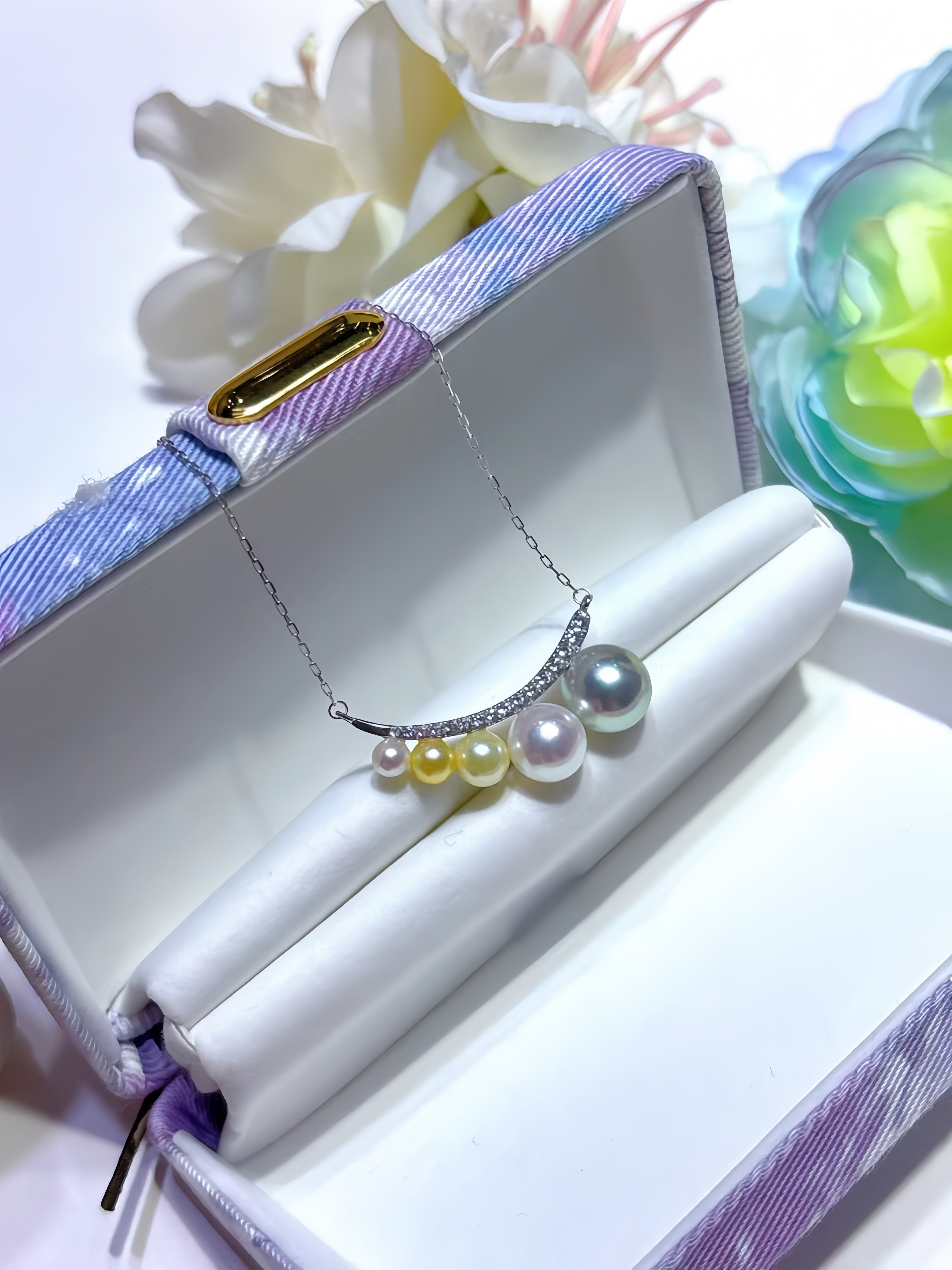 3mm-8mm Akoya Pearl Necklace/18K Gold N.01