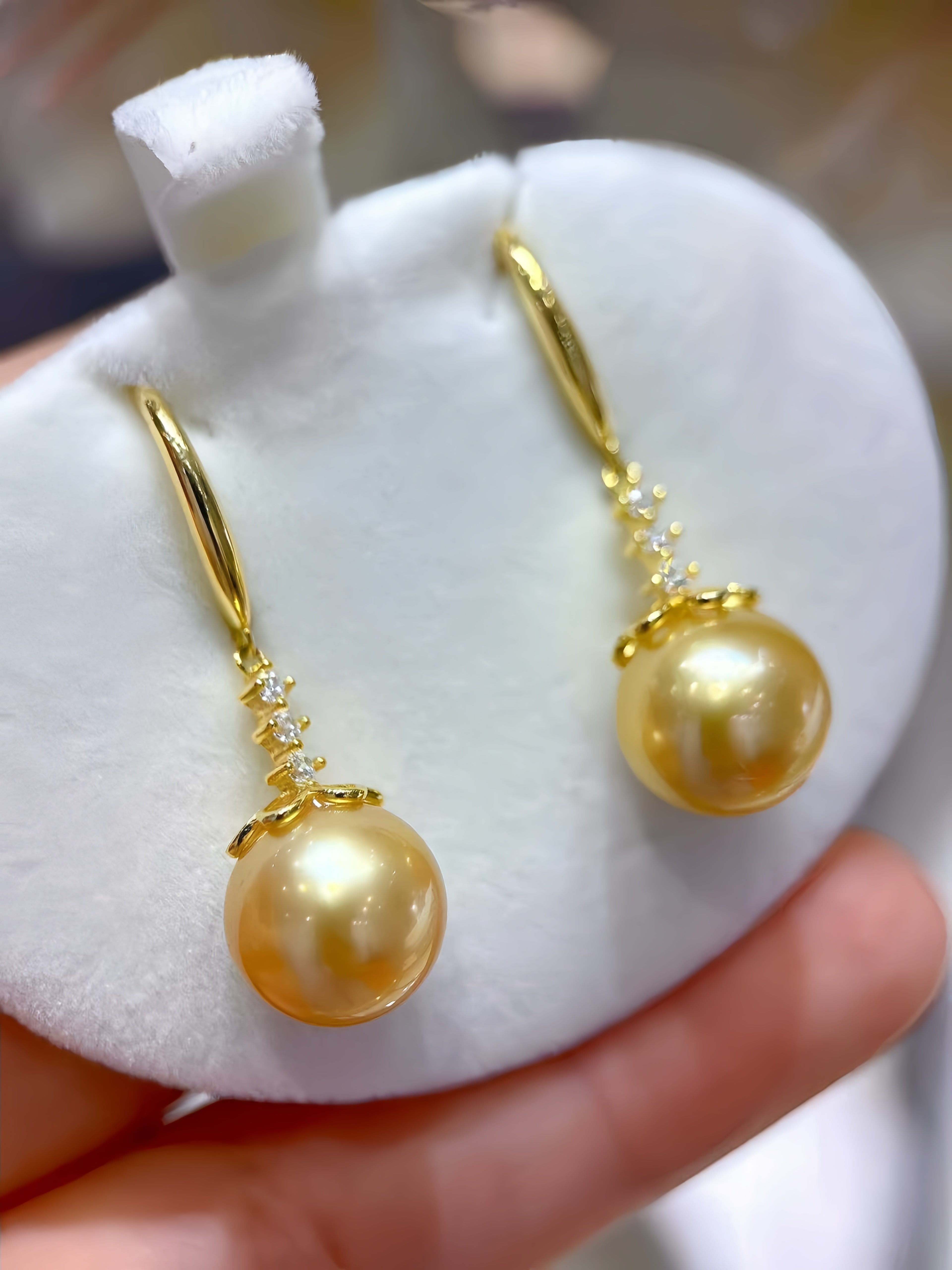10-11mm South Sea Gold Pearl Earrings