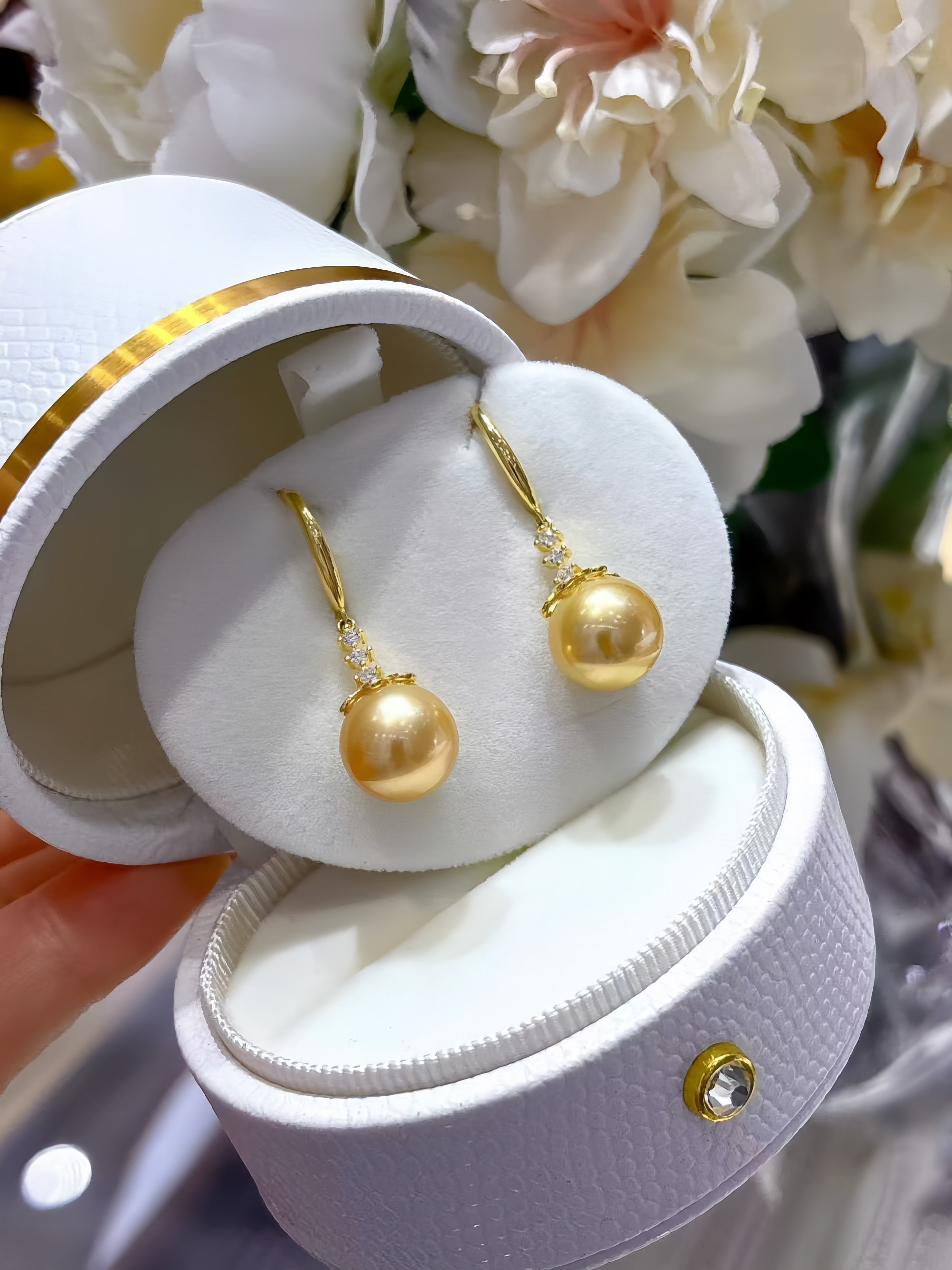 10-11mm South Sea Gold Pearl Earrings