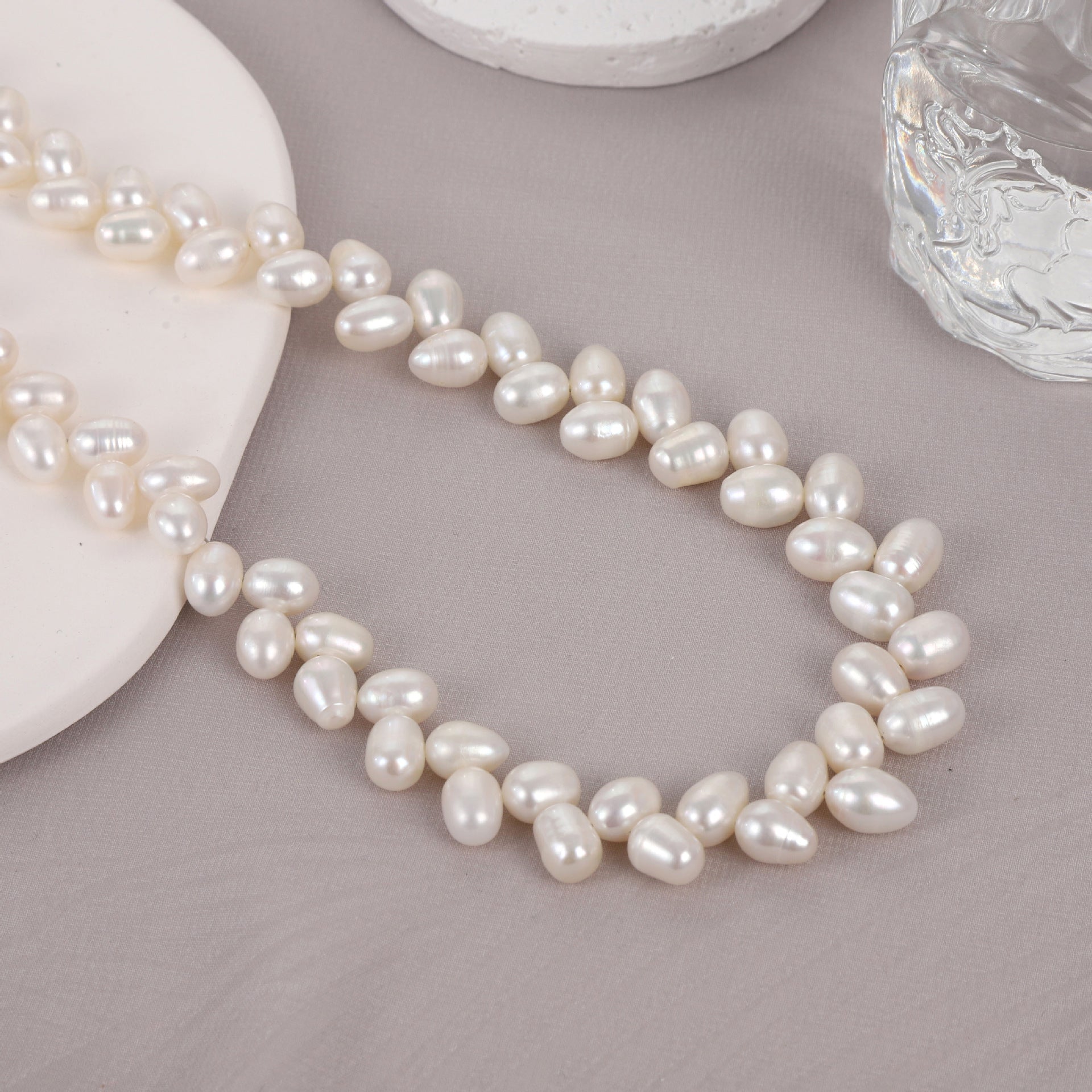 8mm Cross Oval Pearl Strand