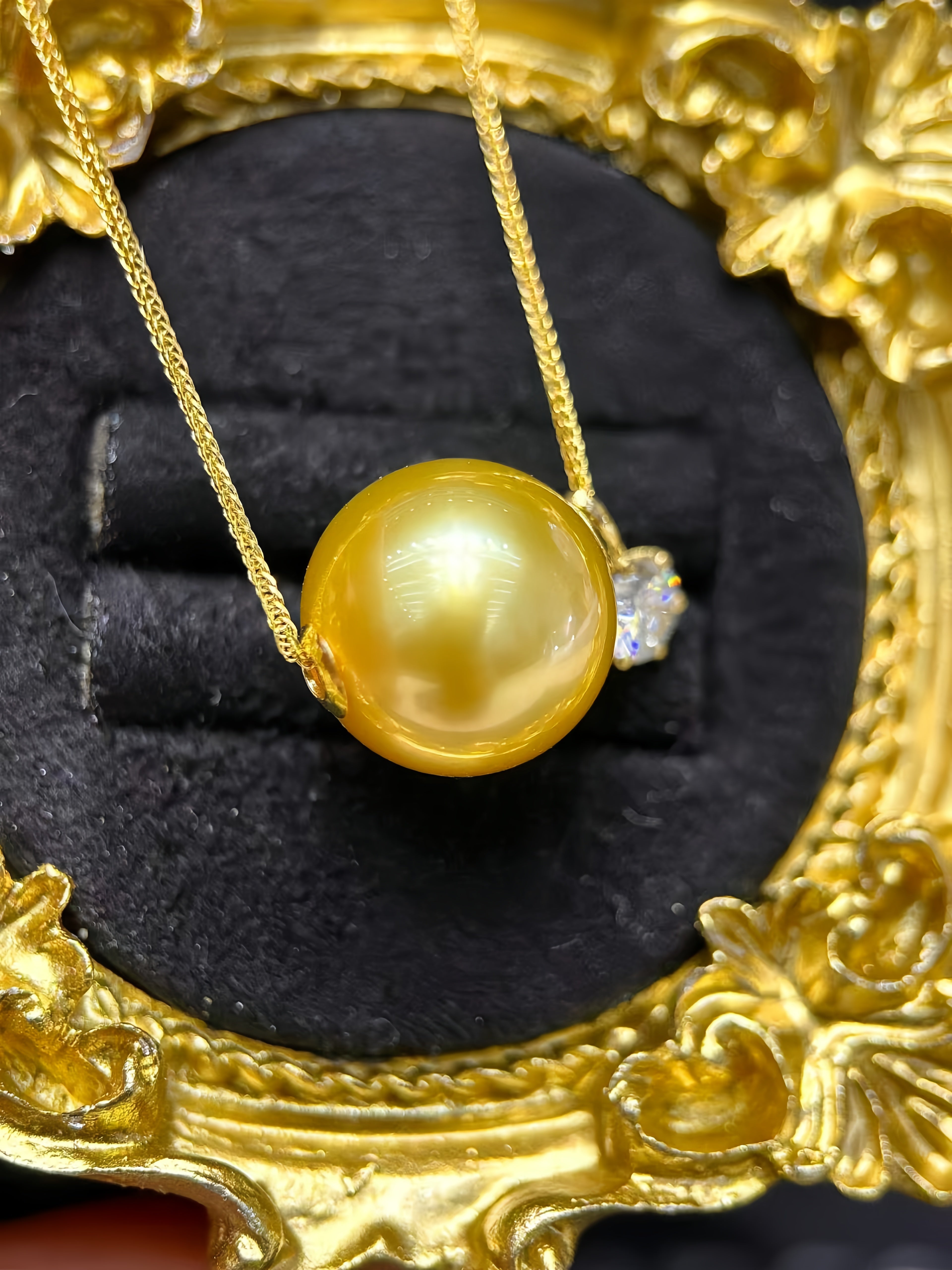 11-12mm South Sea Gold Pearl Necklace/18K Gold N.01