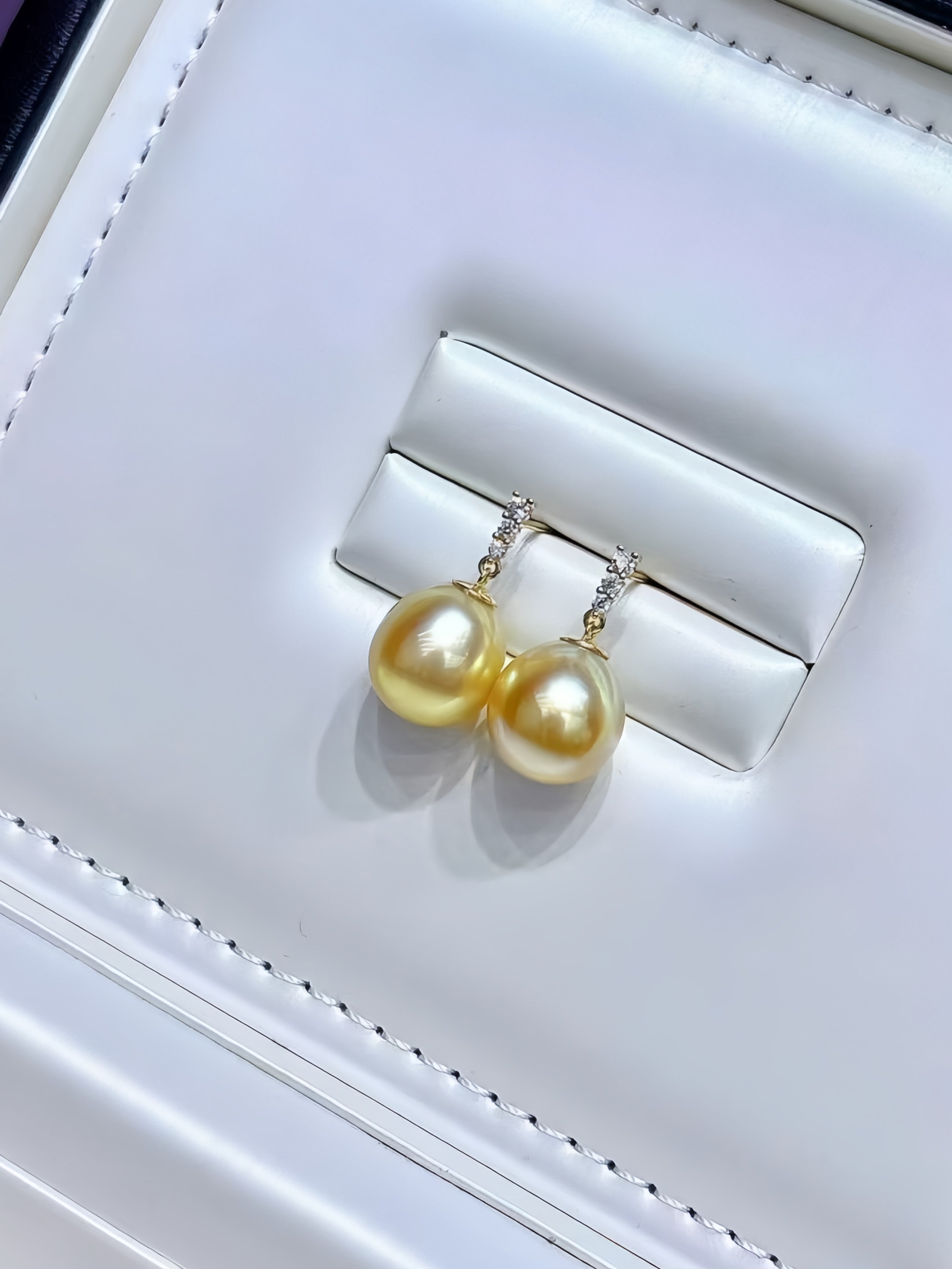 11-12mm South Sea Gold Pearl Earrings E.02