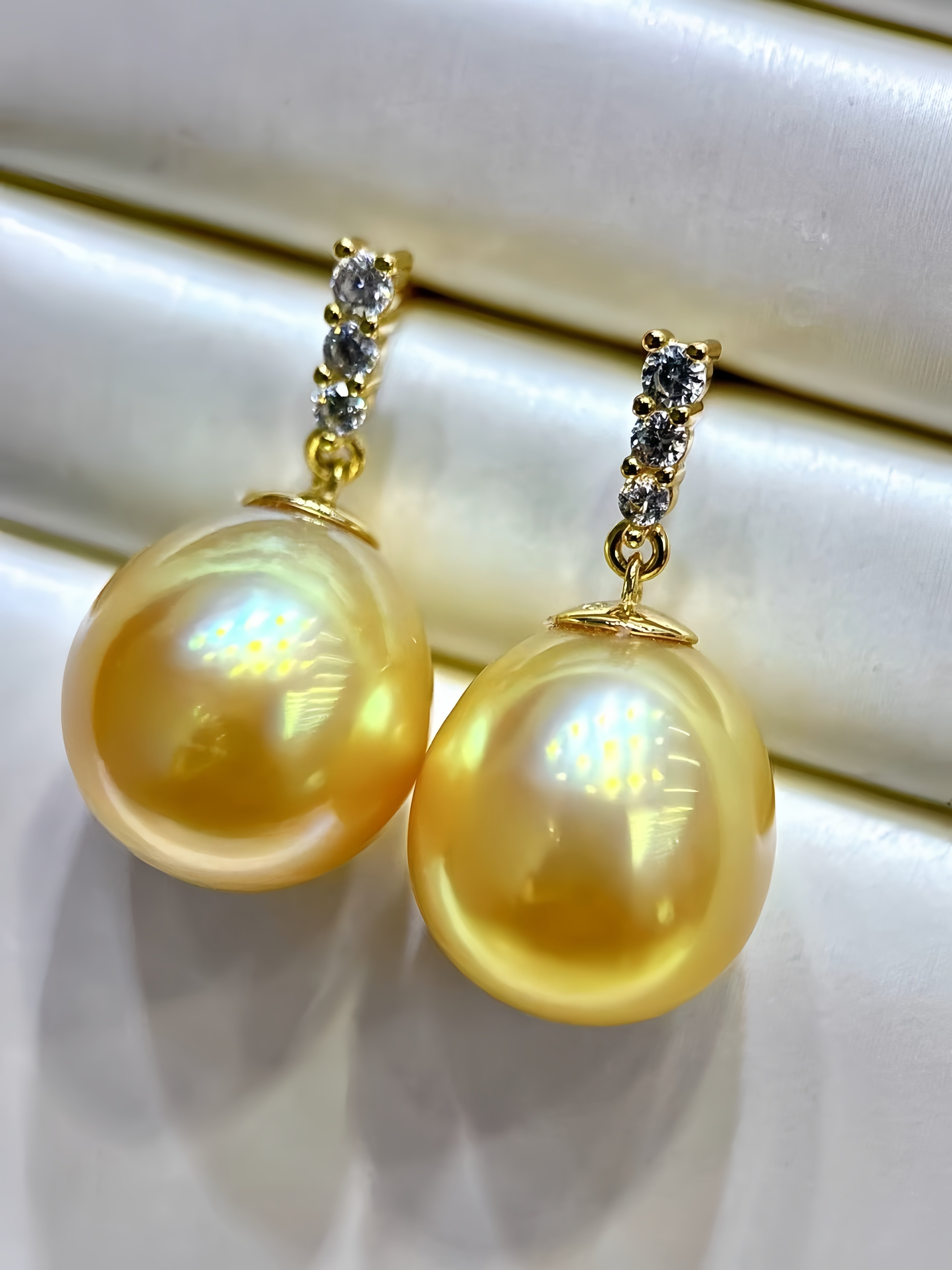 11-12mm South Sea Gold Pearl Earrings E.02