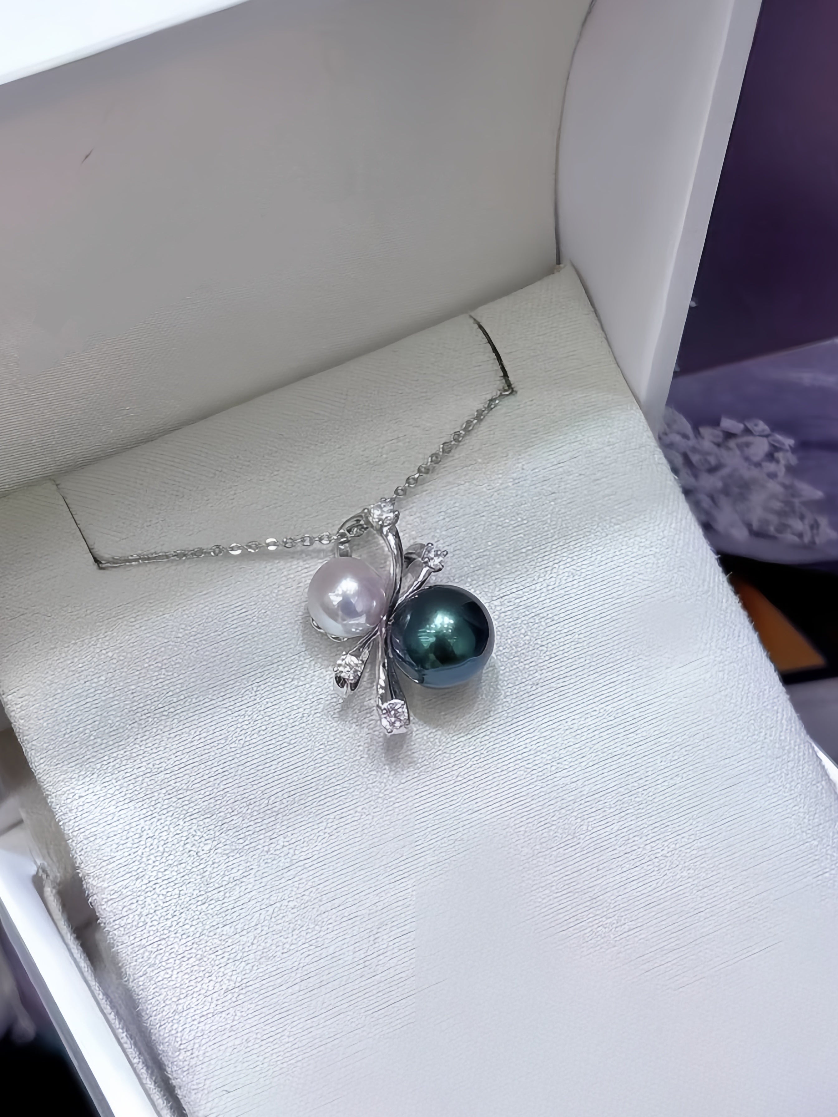 7mm Akoya&10mm Tahitian Pearl Pendant P.01
