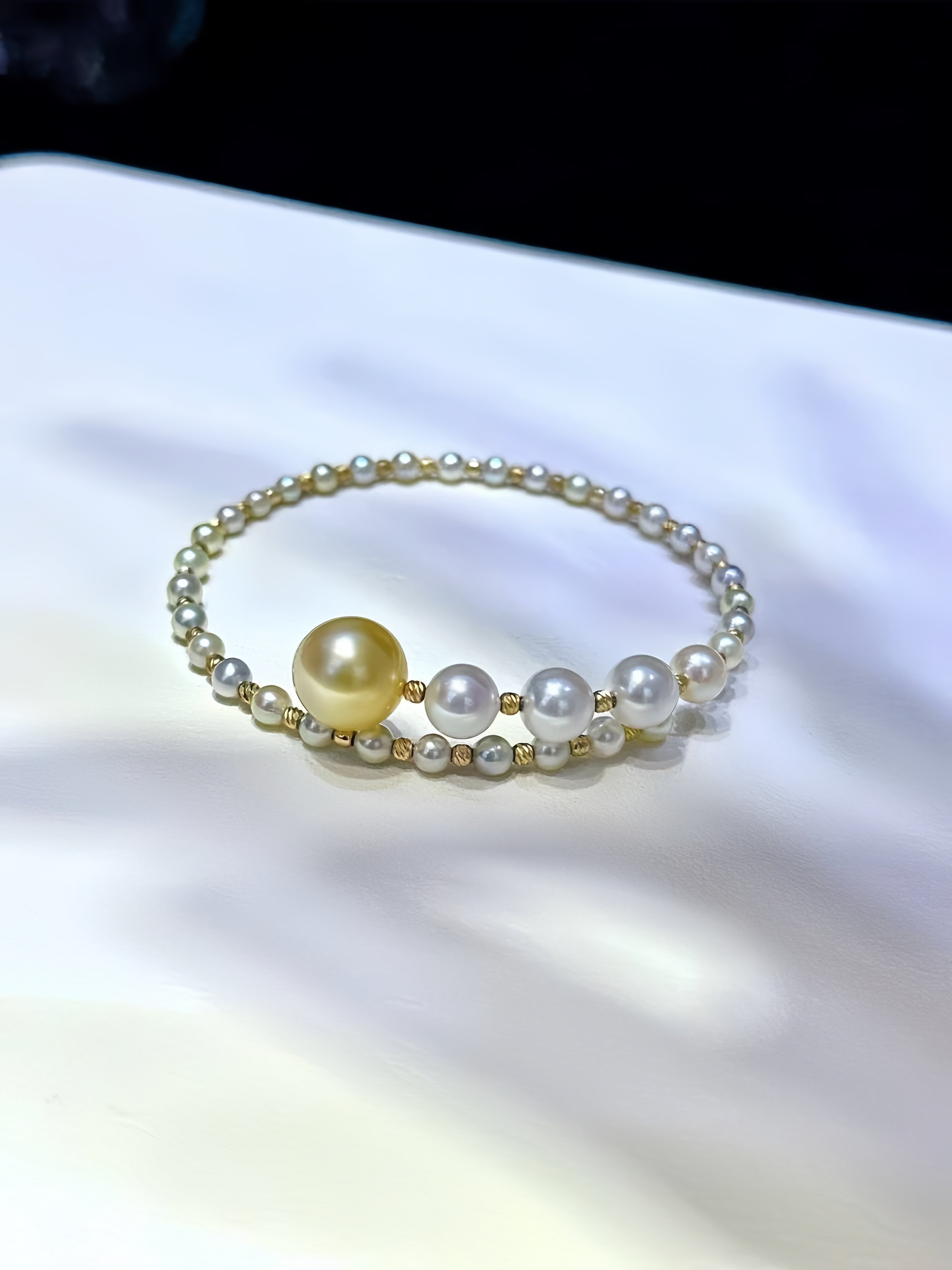 6-7mm Akoya&10-11mm South Sea Gold Pearl Bracelet B.01