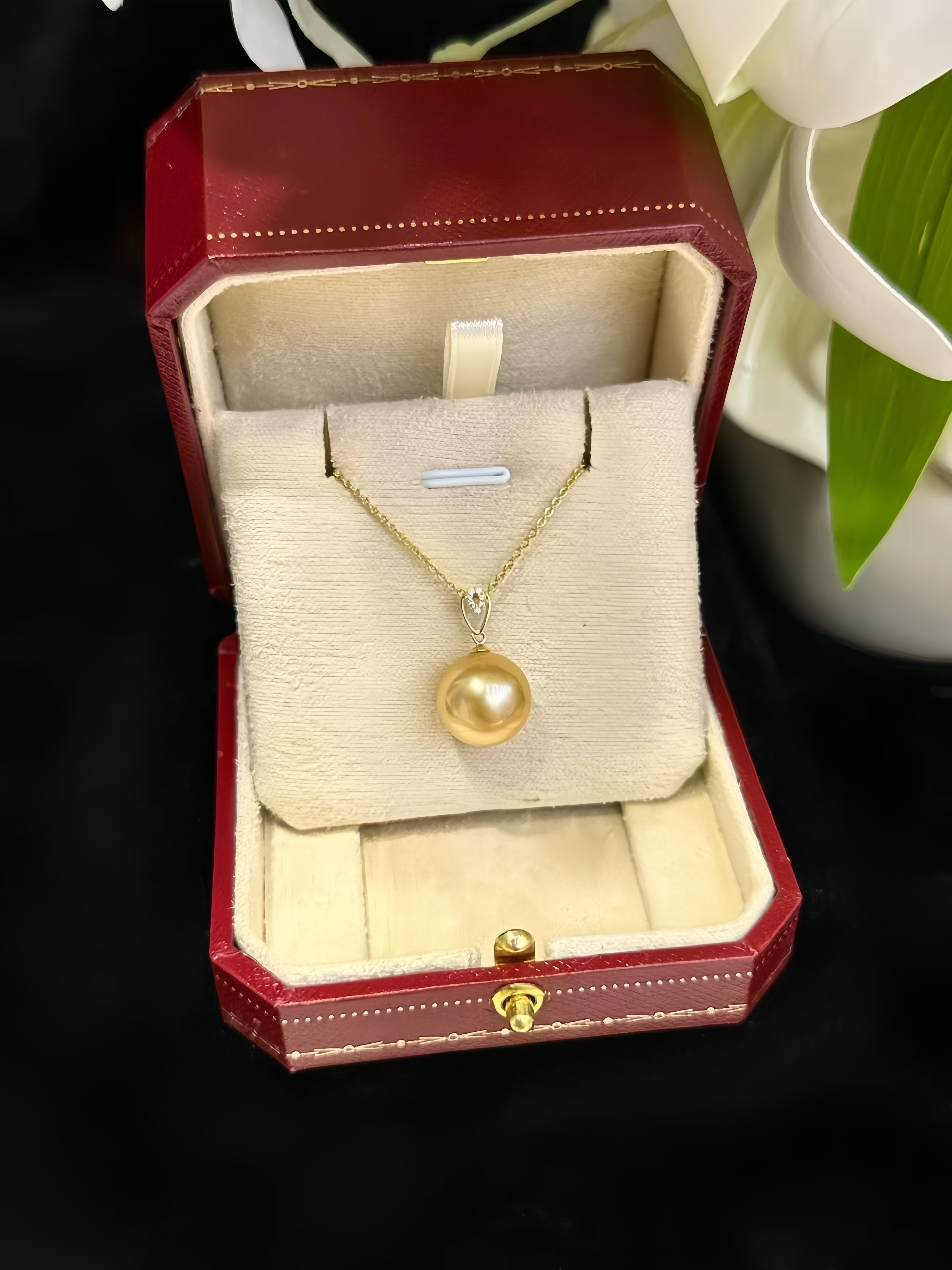 12-13mm South Sea Gold Pearl Pendant/18K Gold P.03
