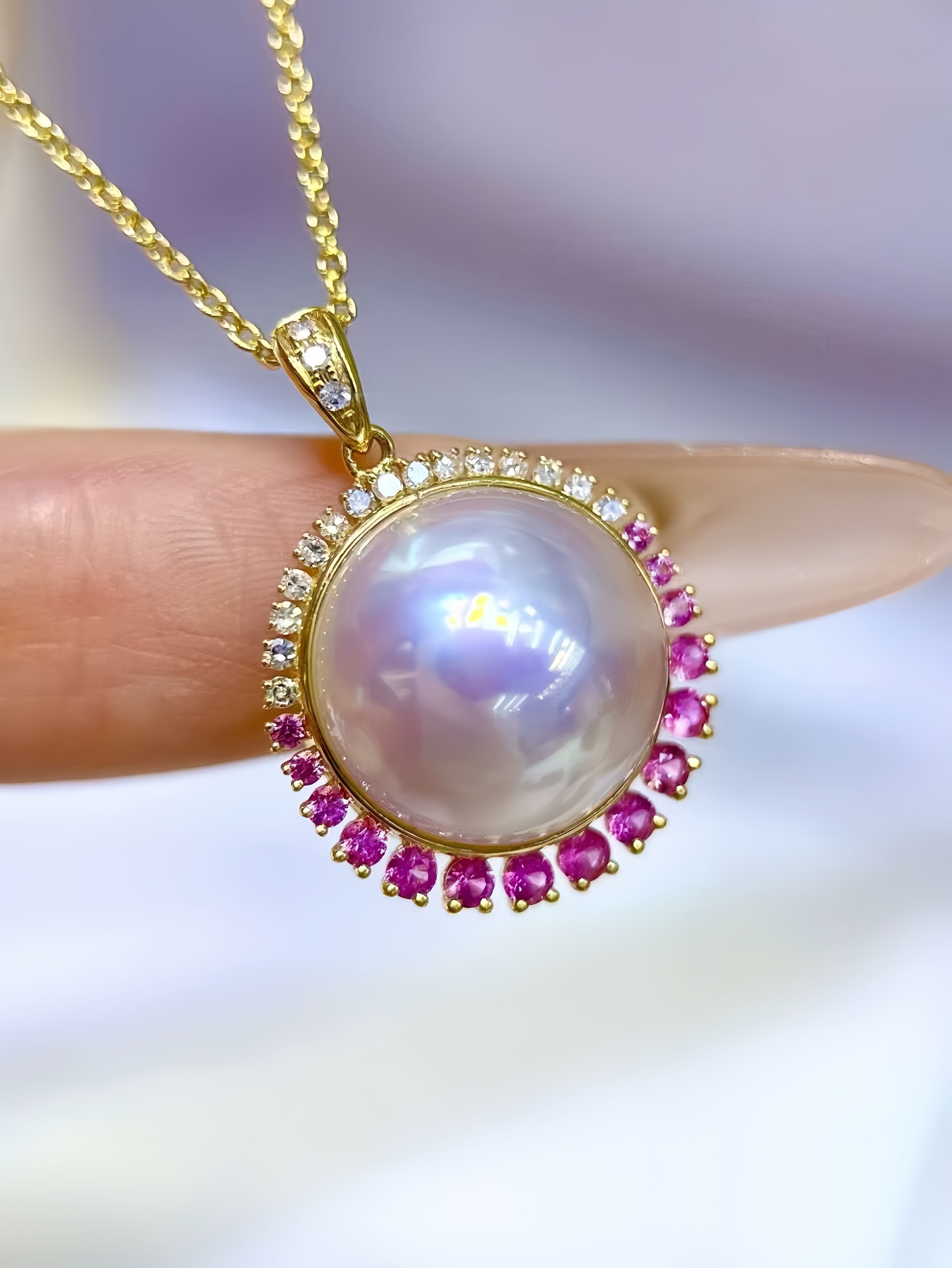 12-13mm Mabe Pearl Pendant/18K Gold P.01