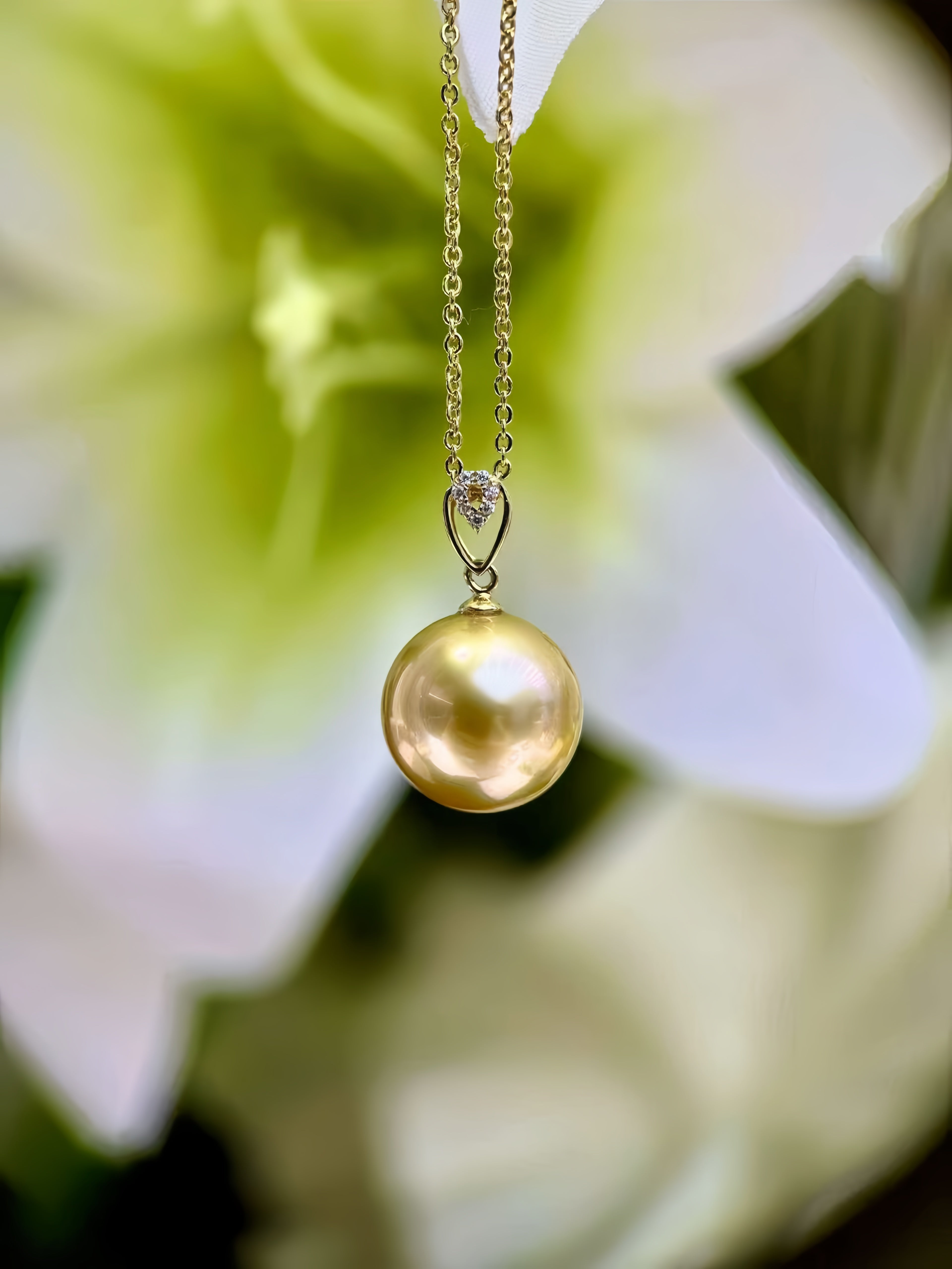 11-12mm South Sea Gold Pearl Pendant/18K Gold Setting P.01