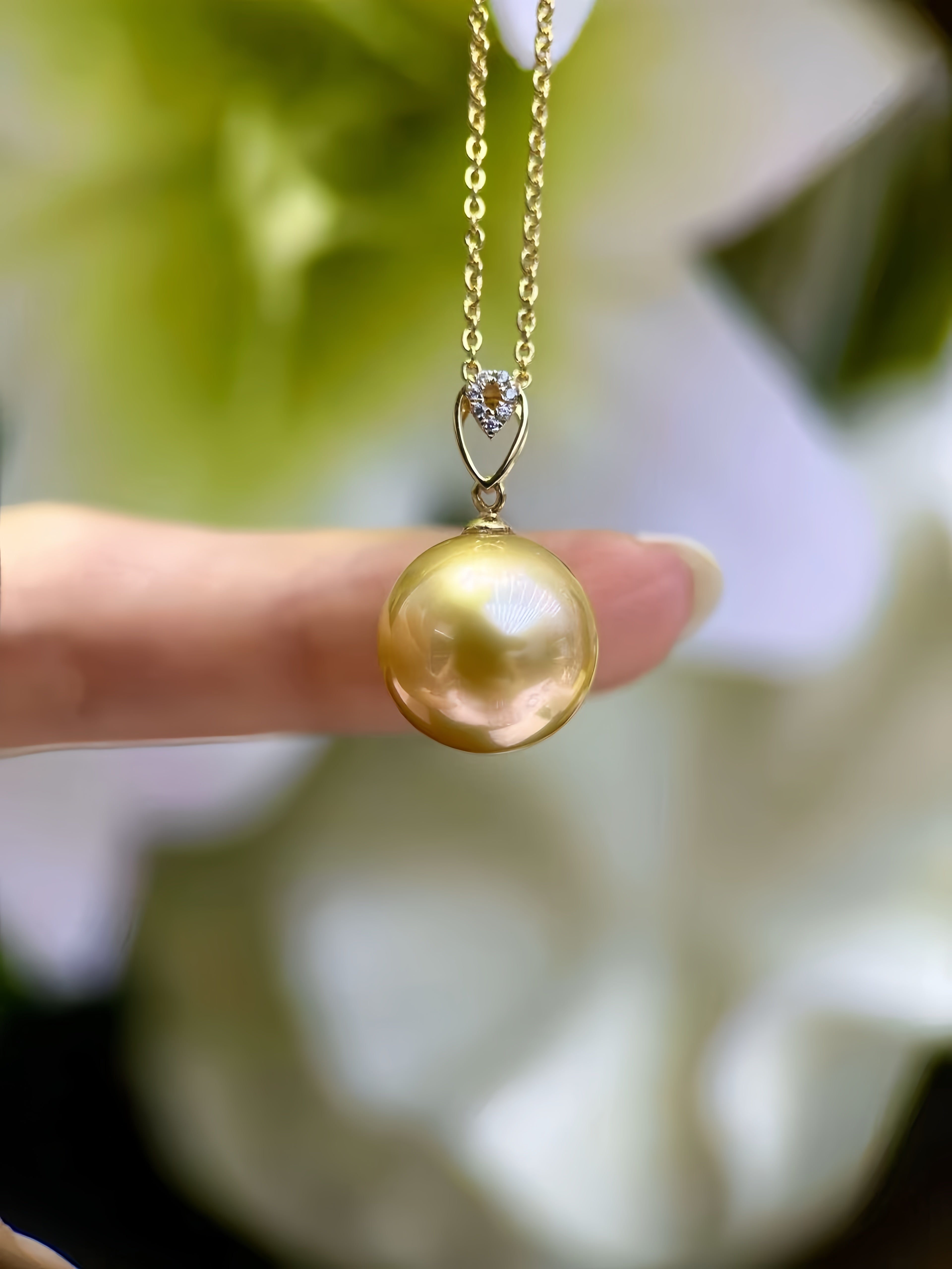 11-12mm South Sea Gold Pearl Pendant/18K Gold Setting P.01