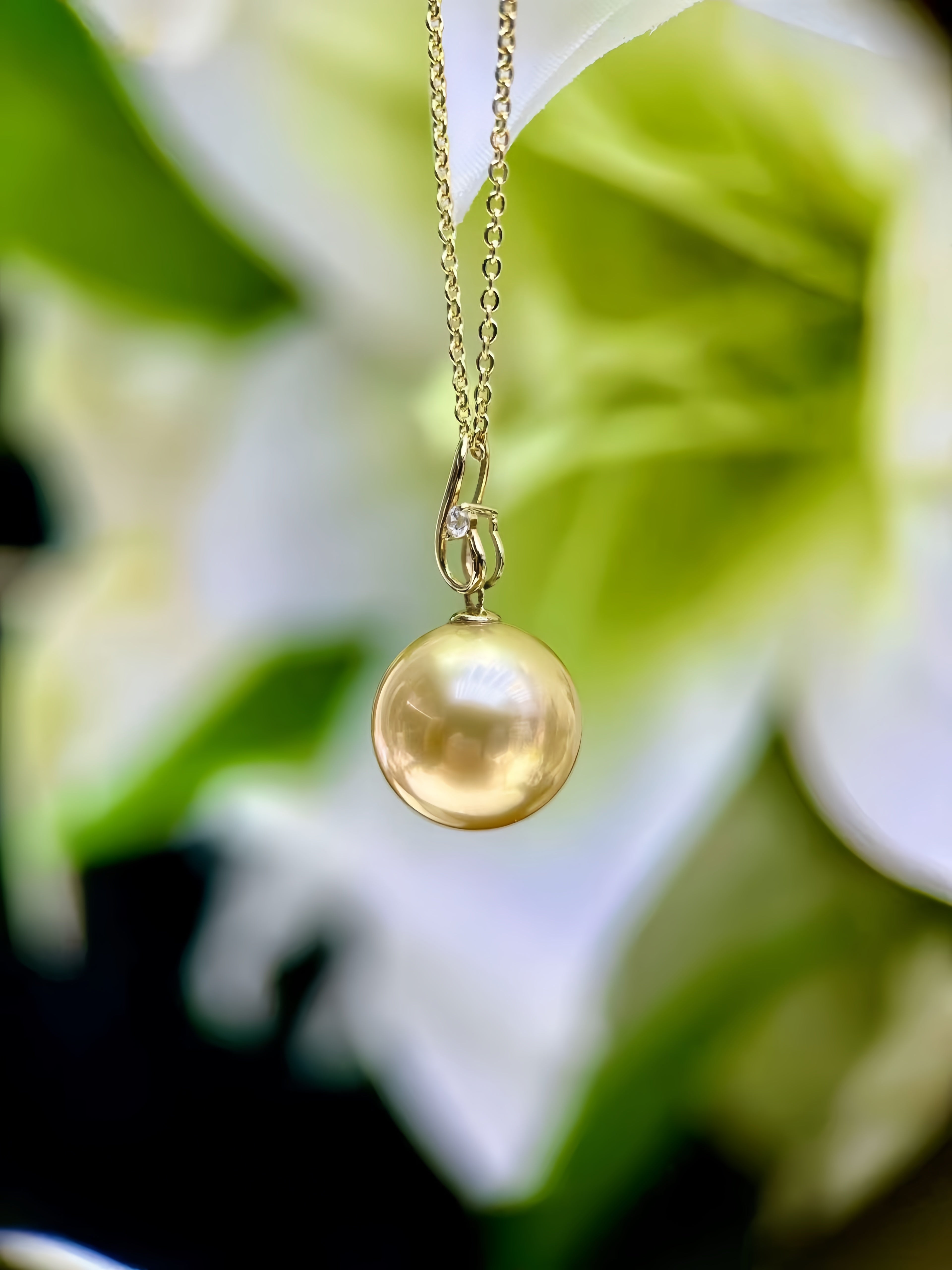 11-12mm South Sea Gold Pearl Pendant/18K Gold Setting P.01