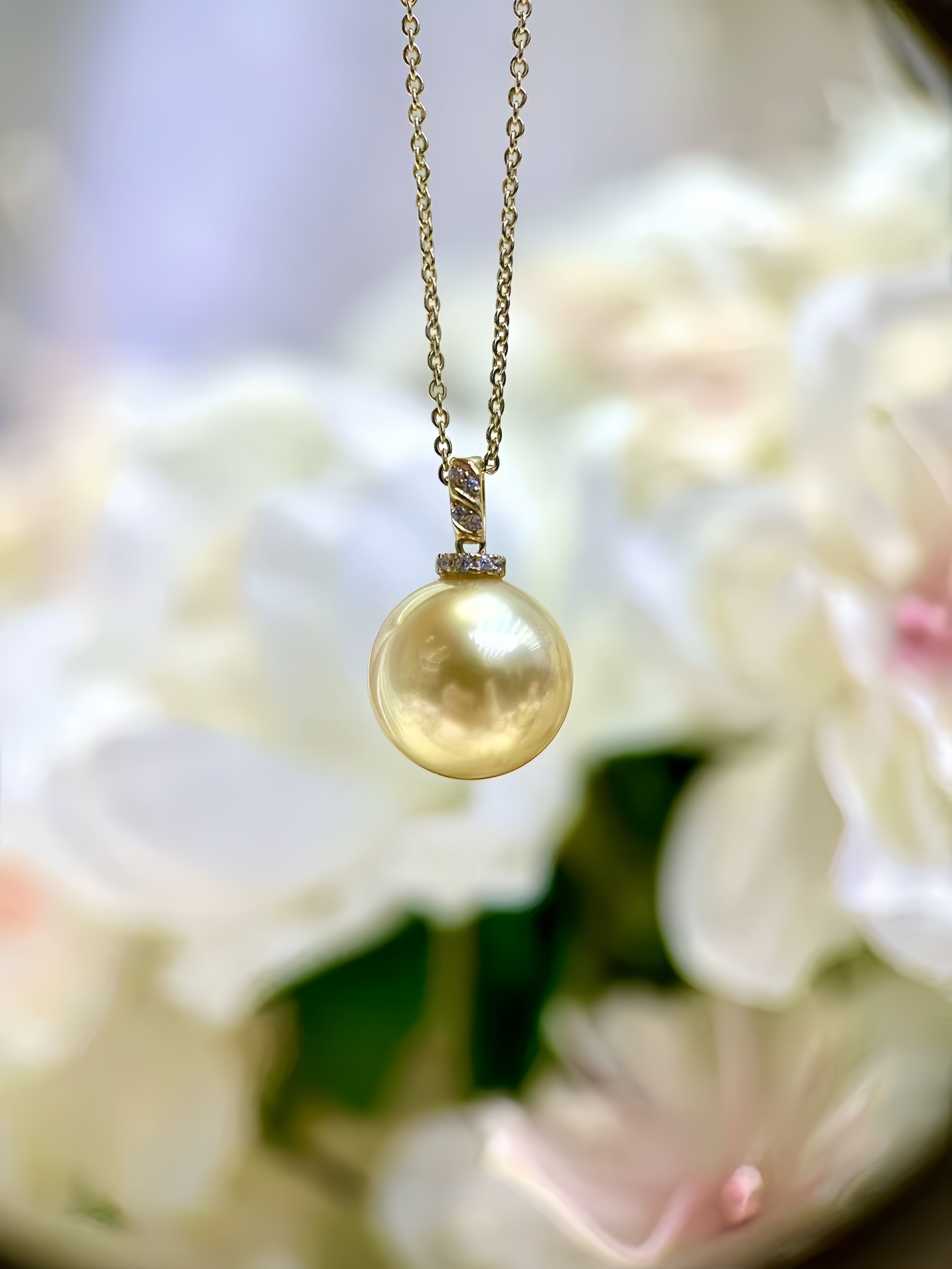 12-13mm South Sea Gold Pearl Pendant/18K Gold Setting P.01