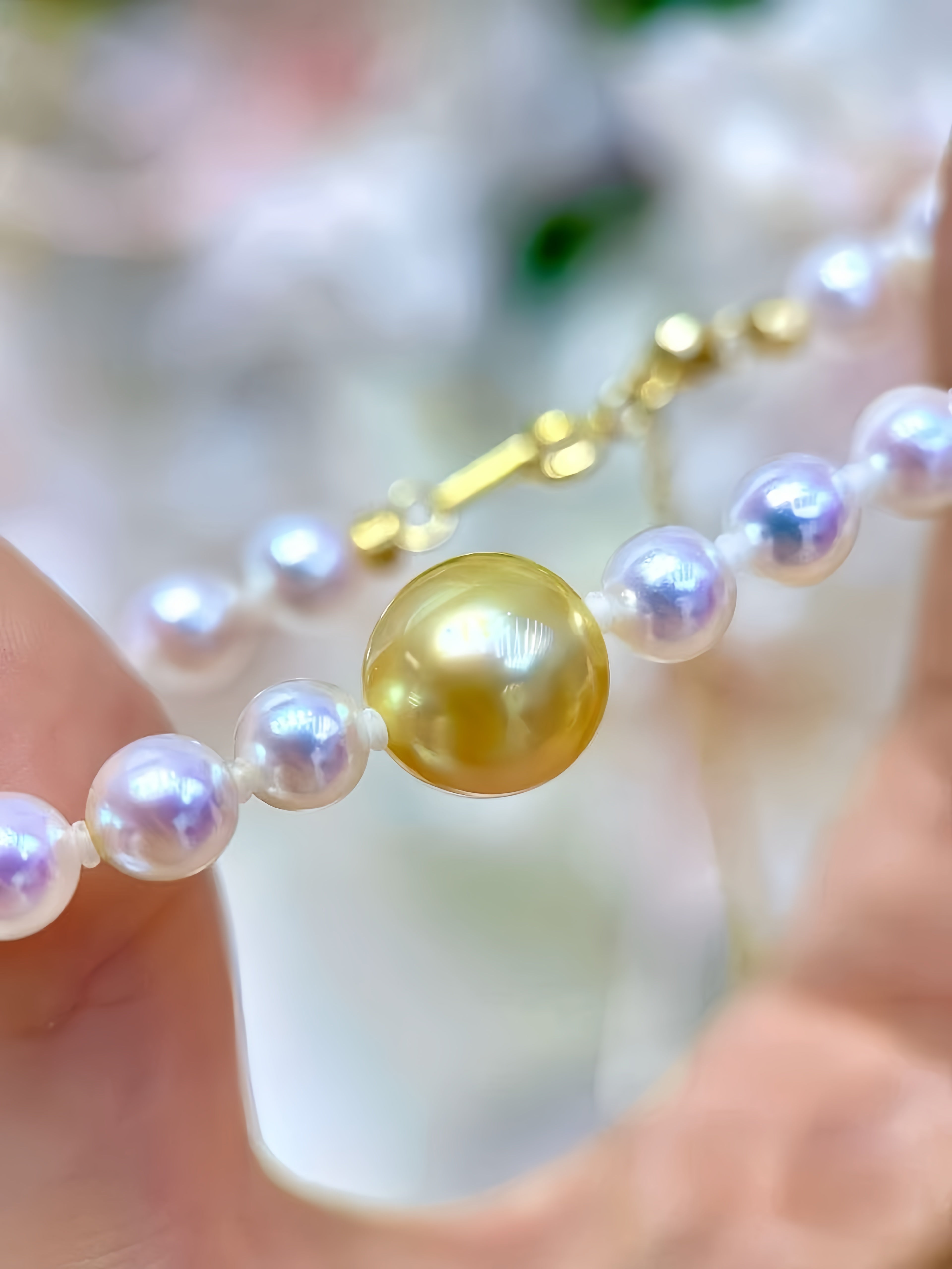 6-7mm akoya&11-12mm South Sea Gold Pearl Bracelet B.01