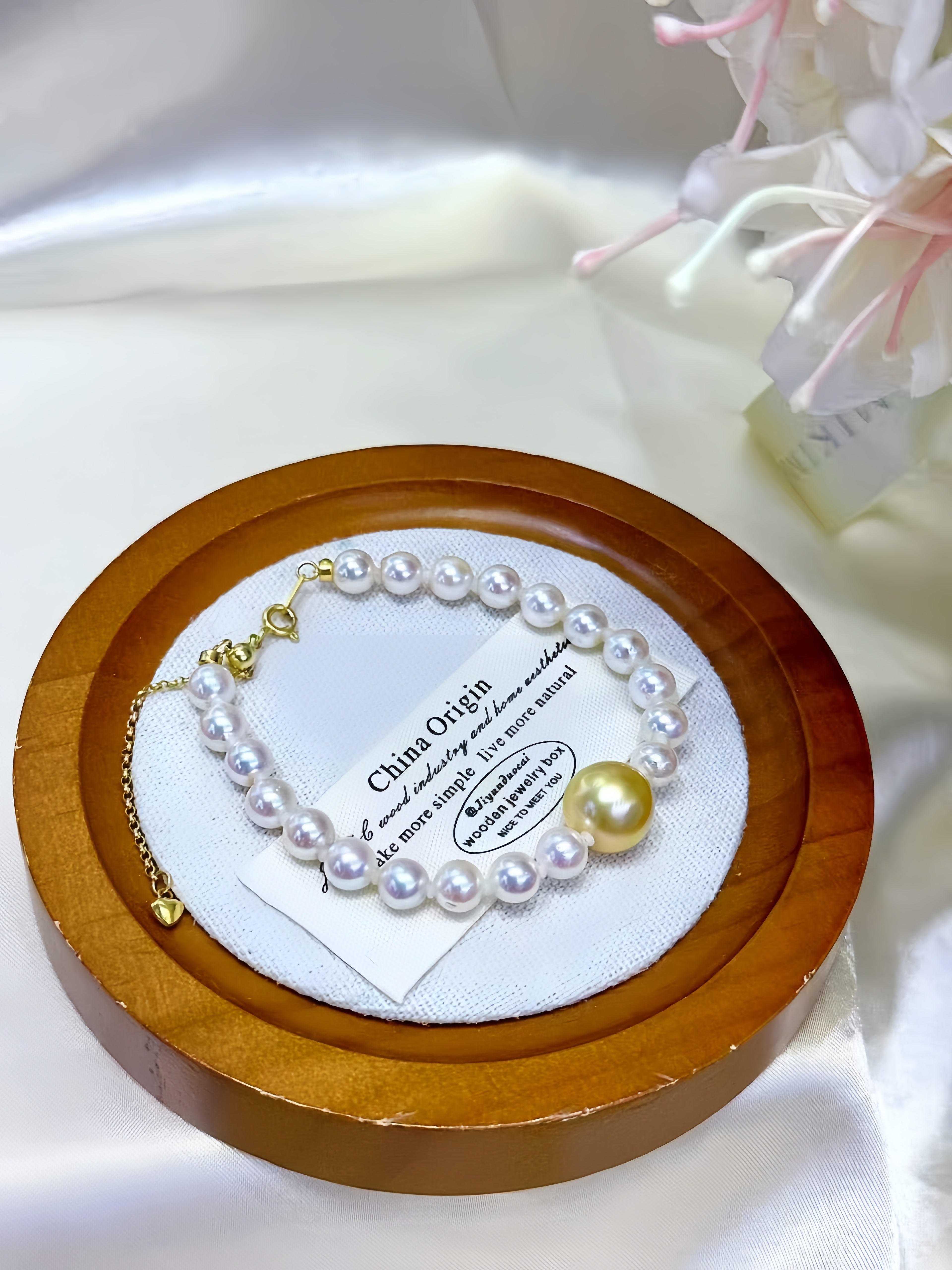 6-7mm akoya&11-12mm South Sea Gold Pearl Bracelet B.01