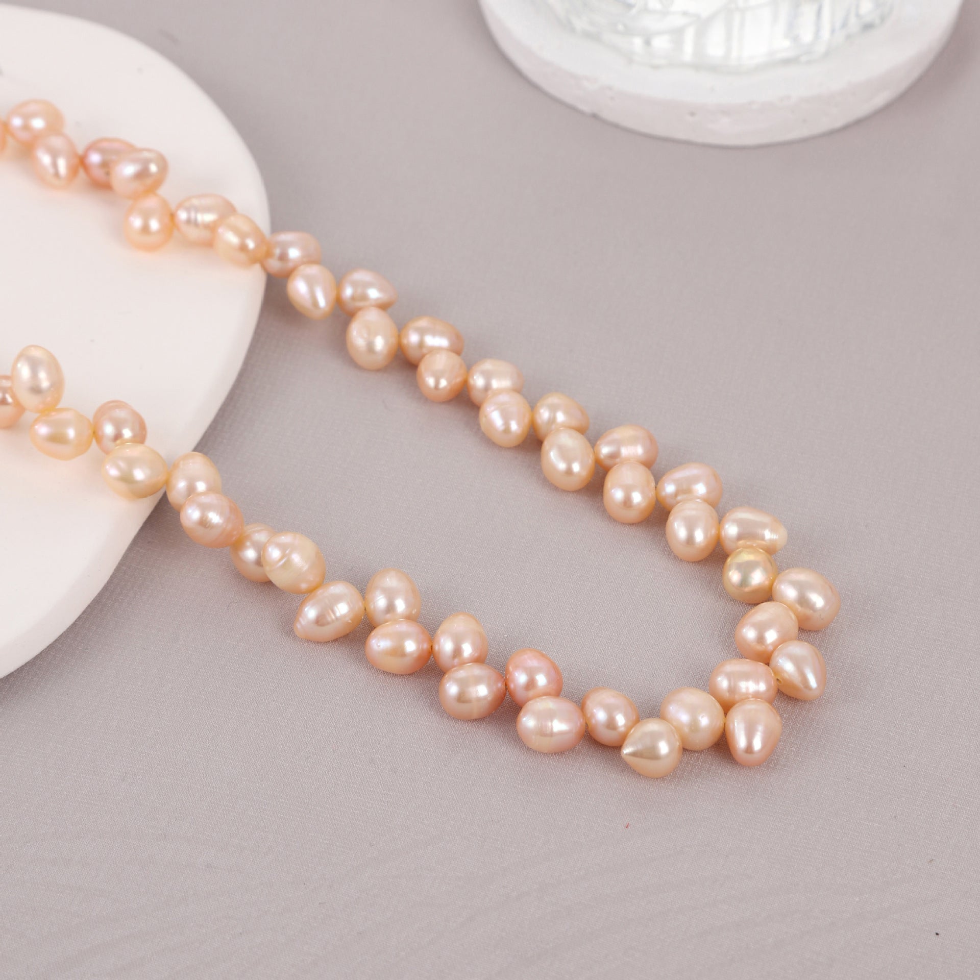 8mm Cross Oval Pearl Strand