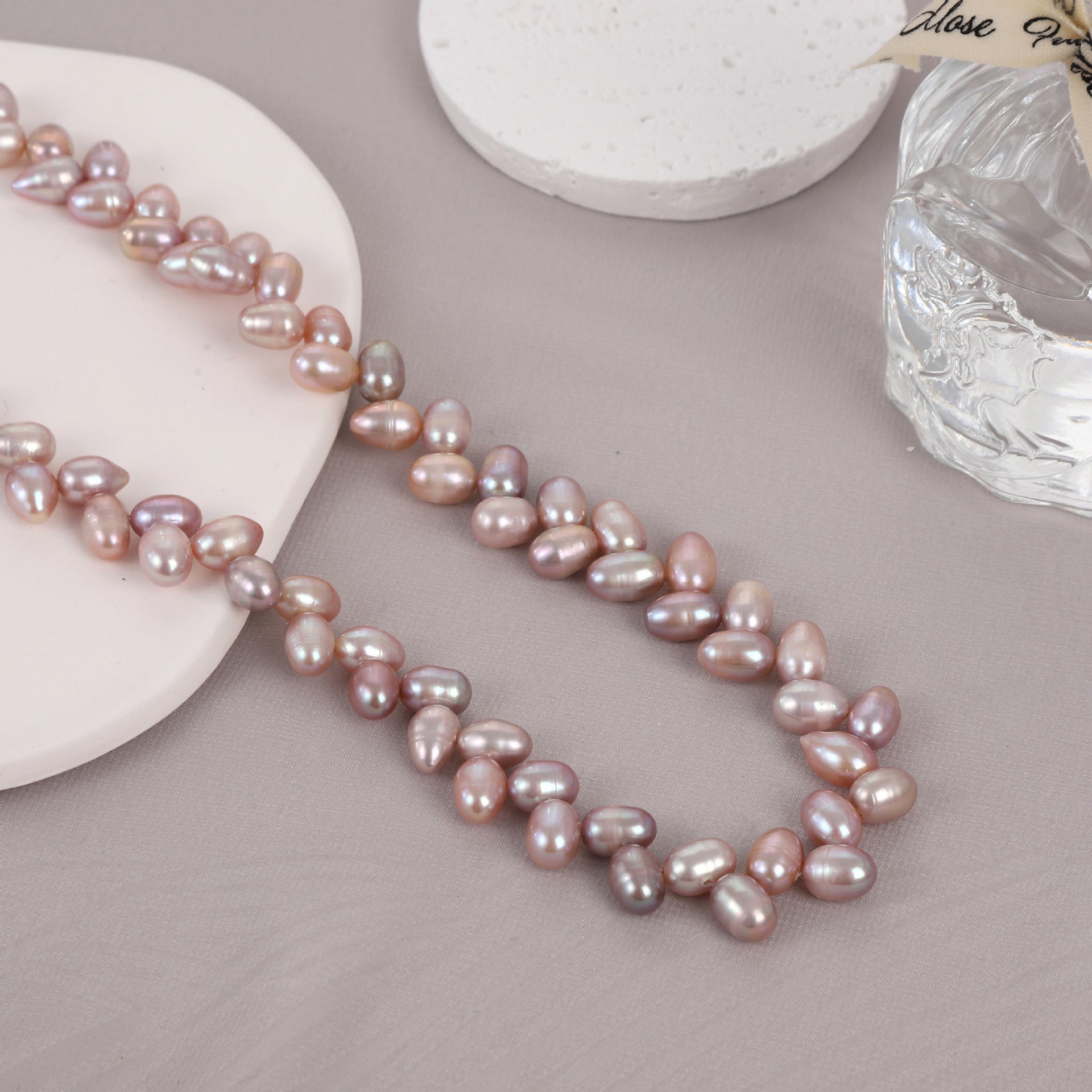 8mm Cross Oval Pearl Strand