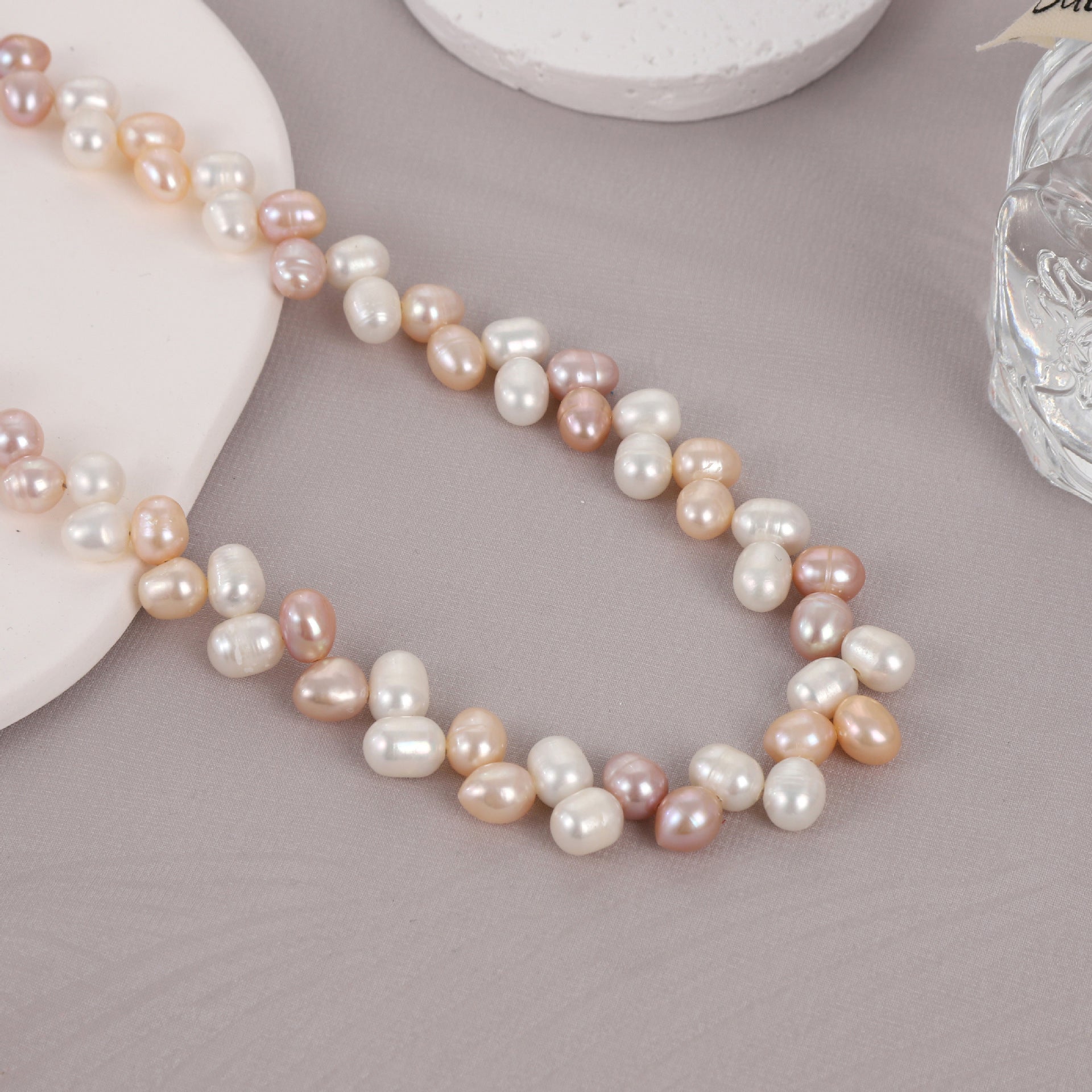 8mm Cross Oval Pearl Strand