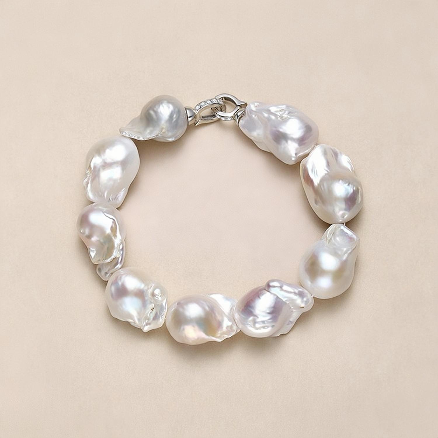 Big baroque pearl bracelet showcasing natural textured surface and unique organic beauty