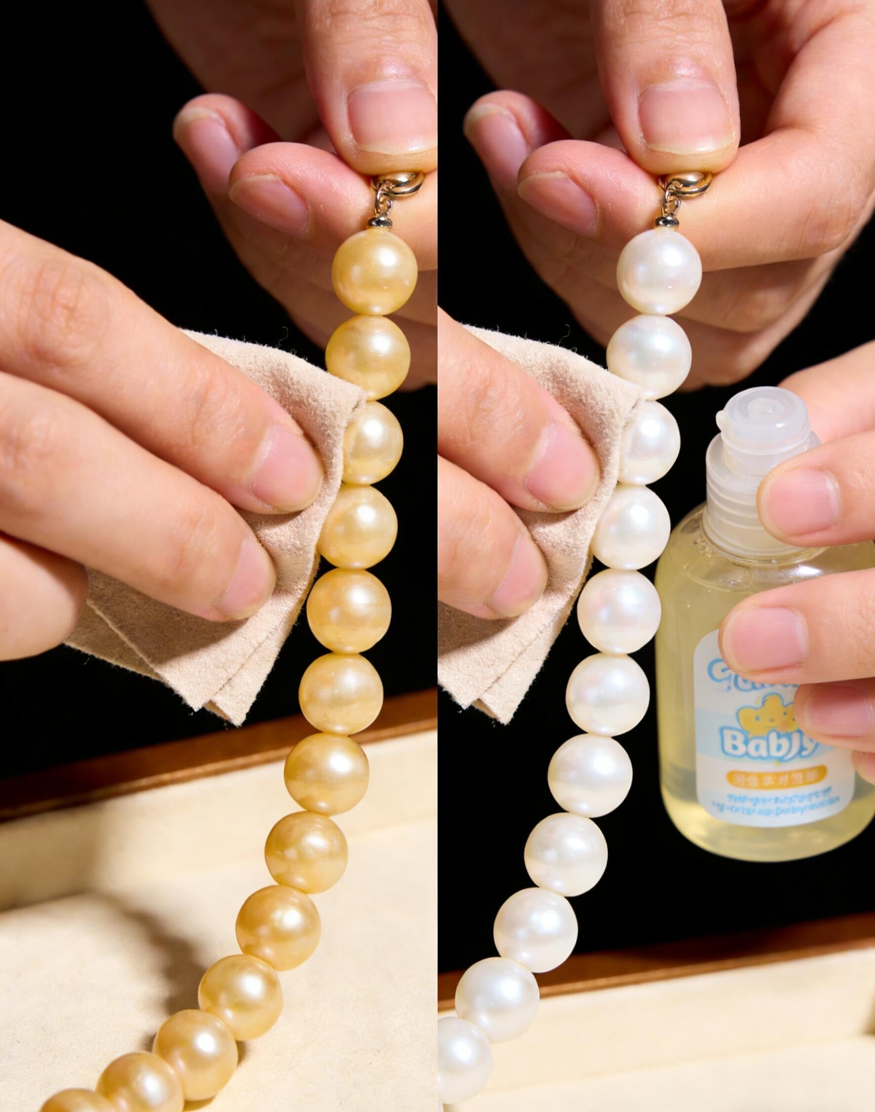 clean pearls with a soft cloth