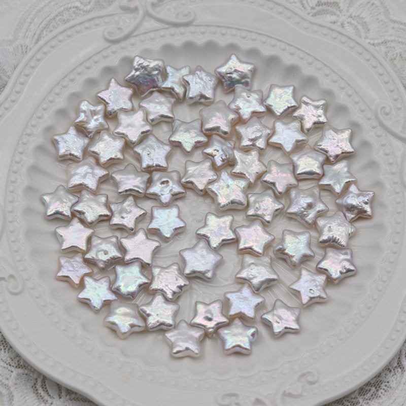 Real star-shaped pearls from mussels showing natural formation process and authentic starfish nucleus