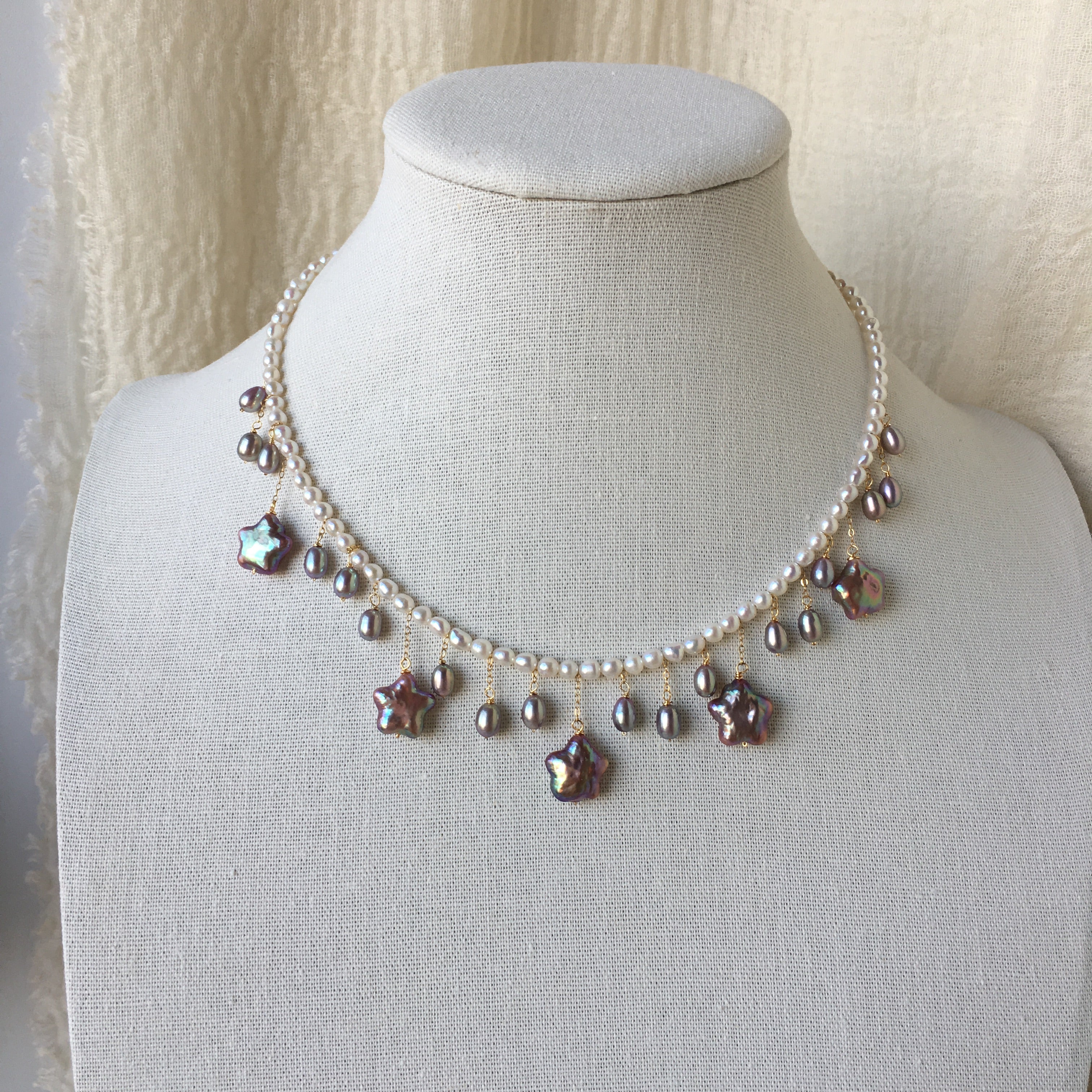 Alya's - Star Pearl Charm Necklace 01