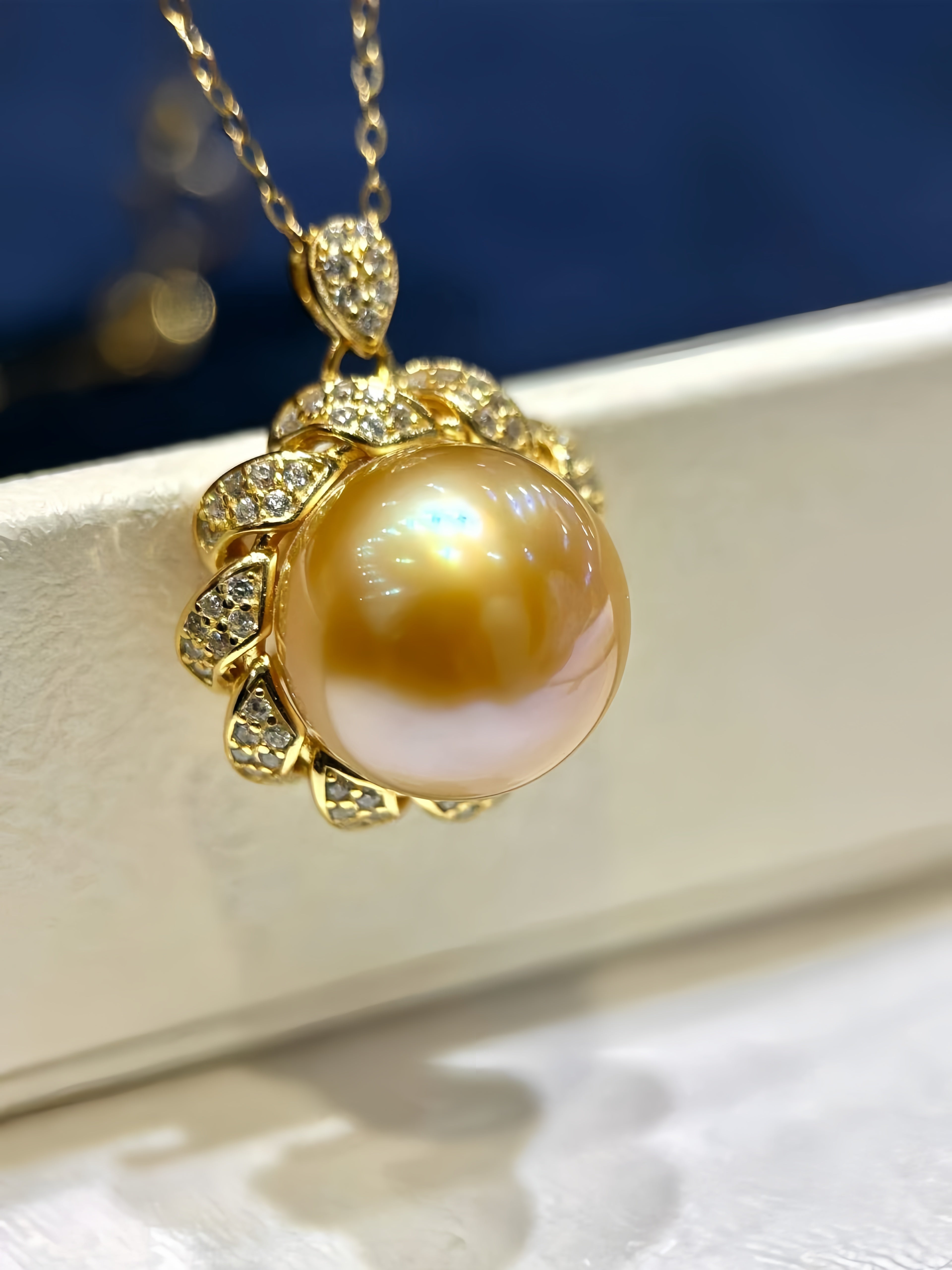 13-14mm South Sea Gold Pearl Pendant P.03