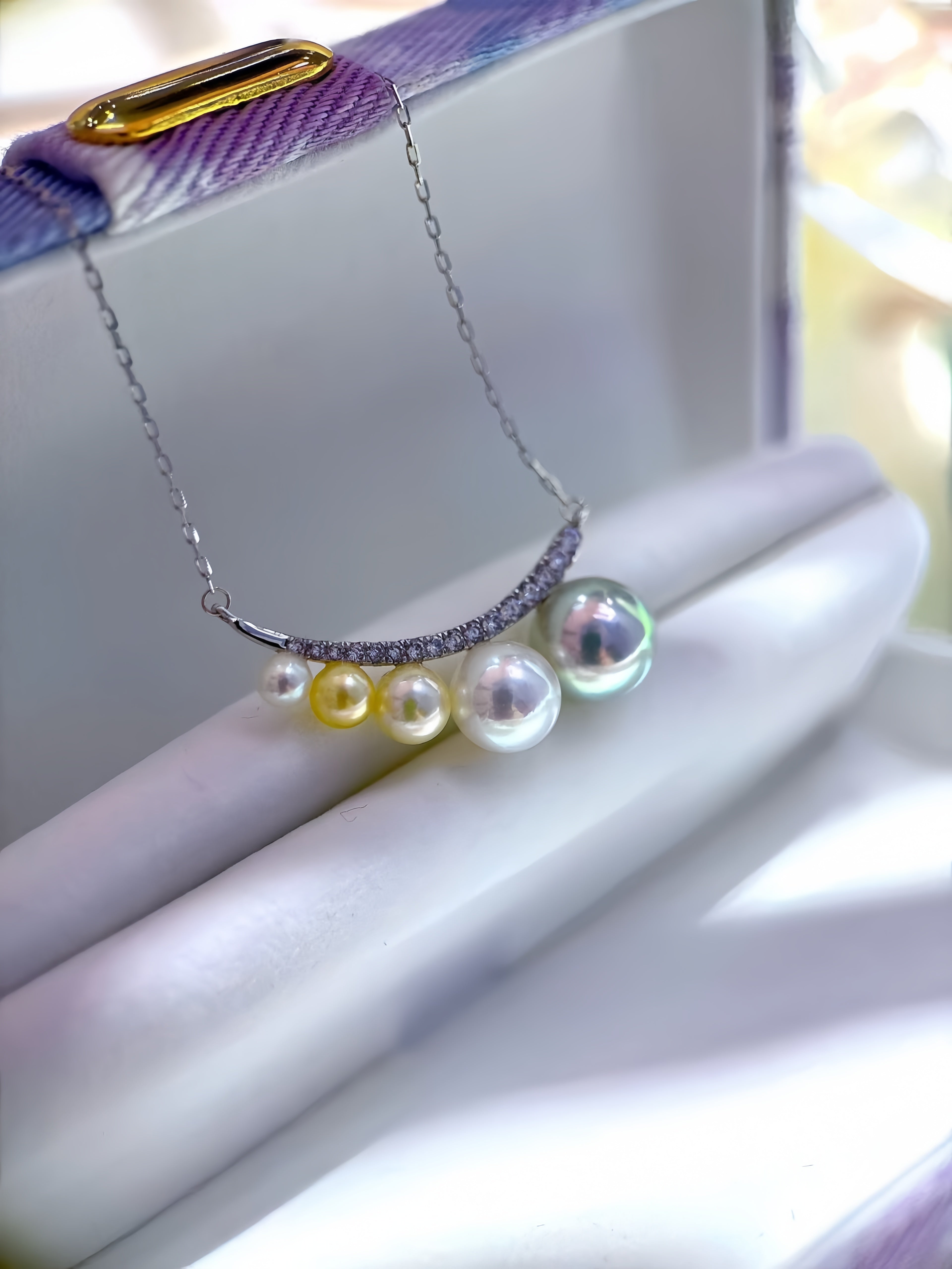3mm-8mm Akoya Pearl Necklace/18K Gold N.01