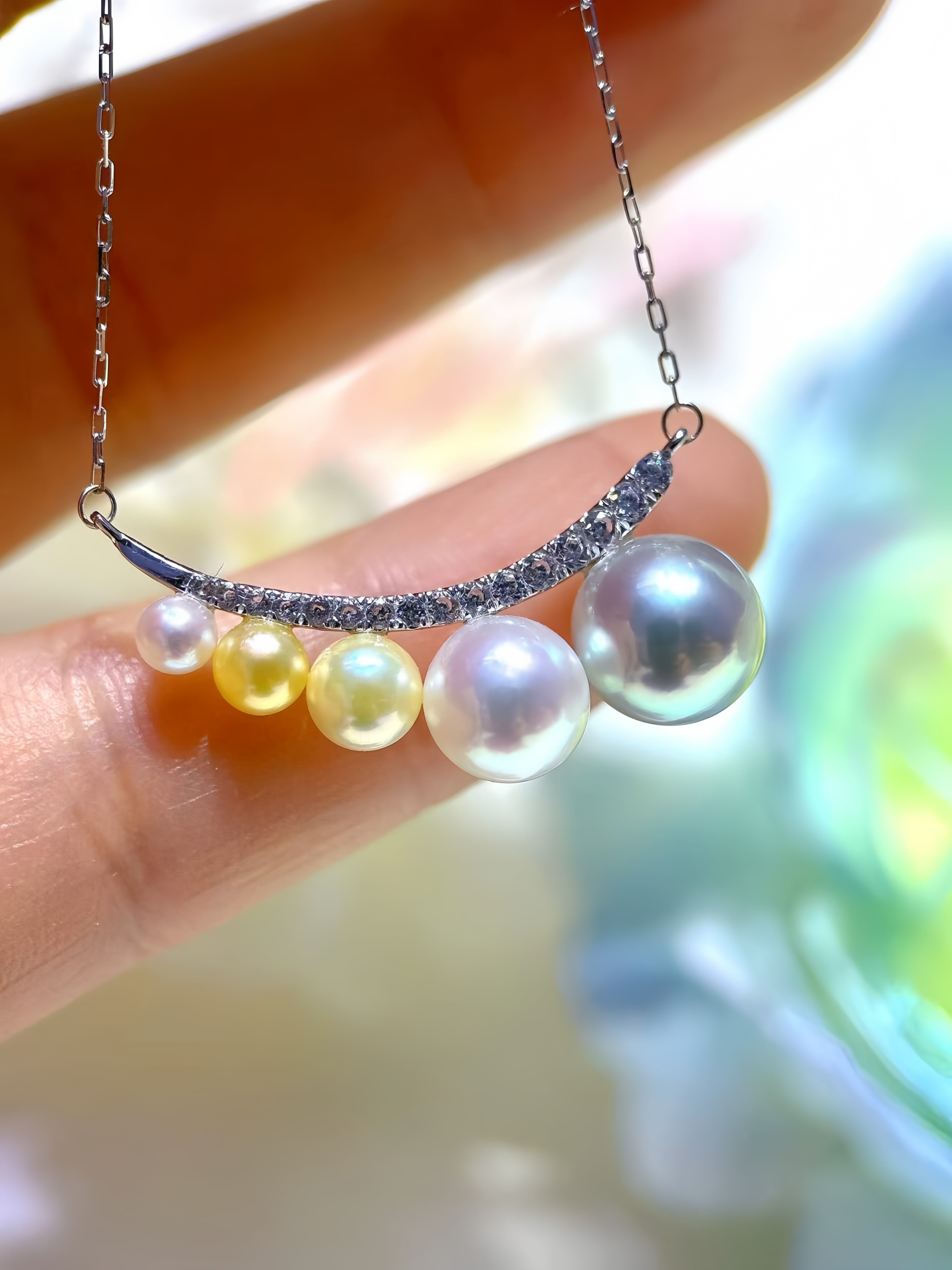 3mm-8mm Akoya Pearl Necklace/18K Gold N.01
