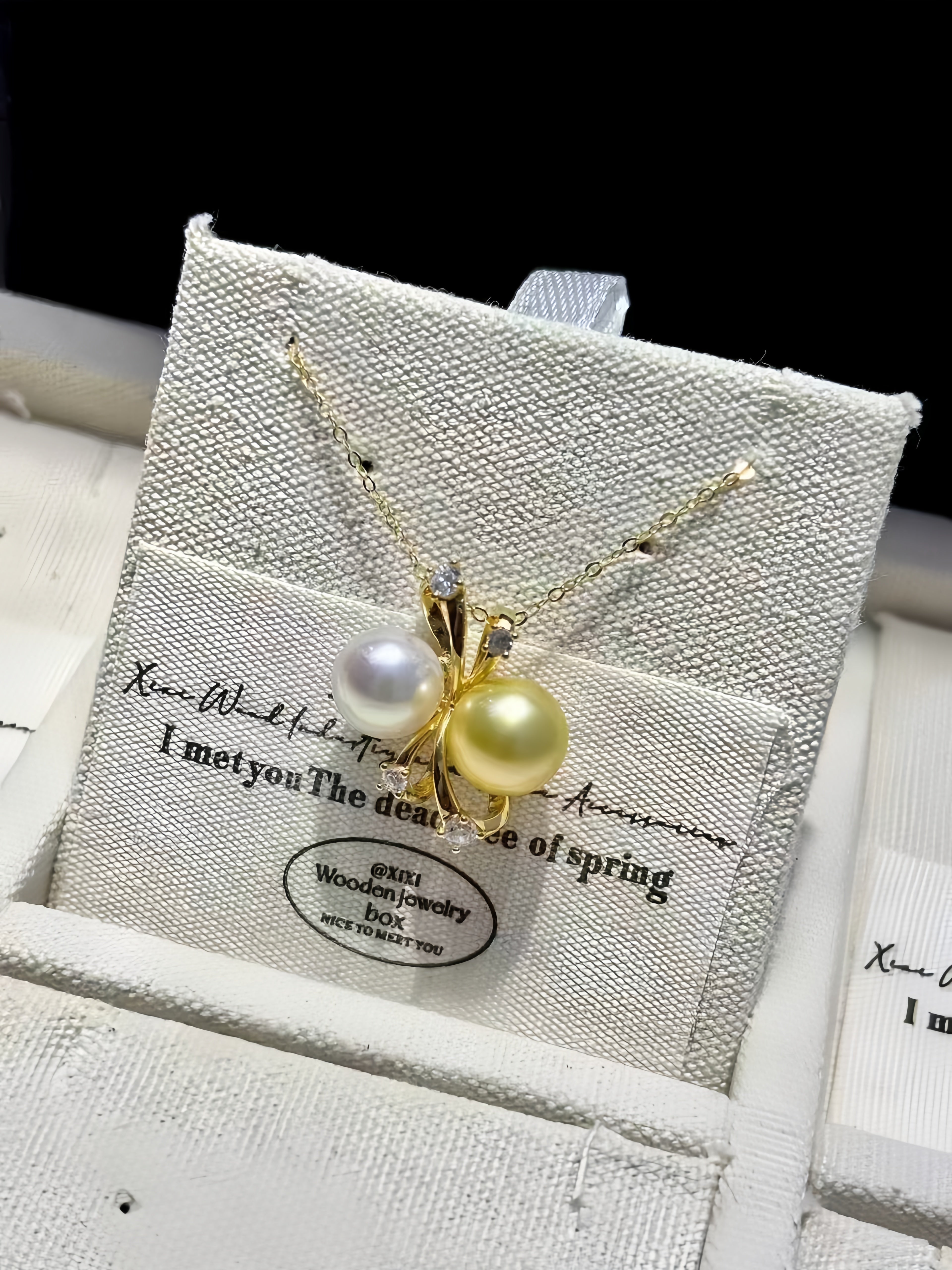 8mm Akoya&10mm South Sea Gold Pearl Pendant P.01
