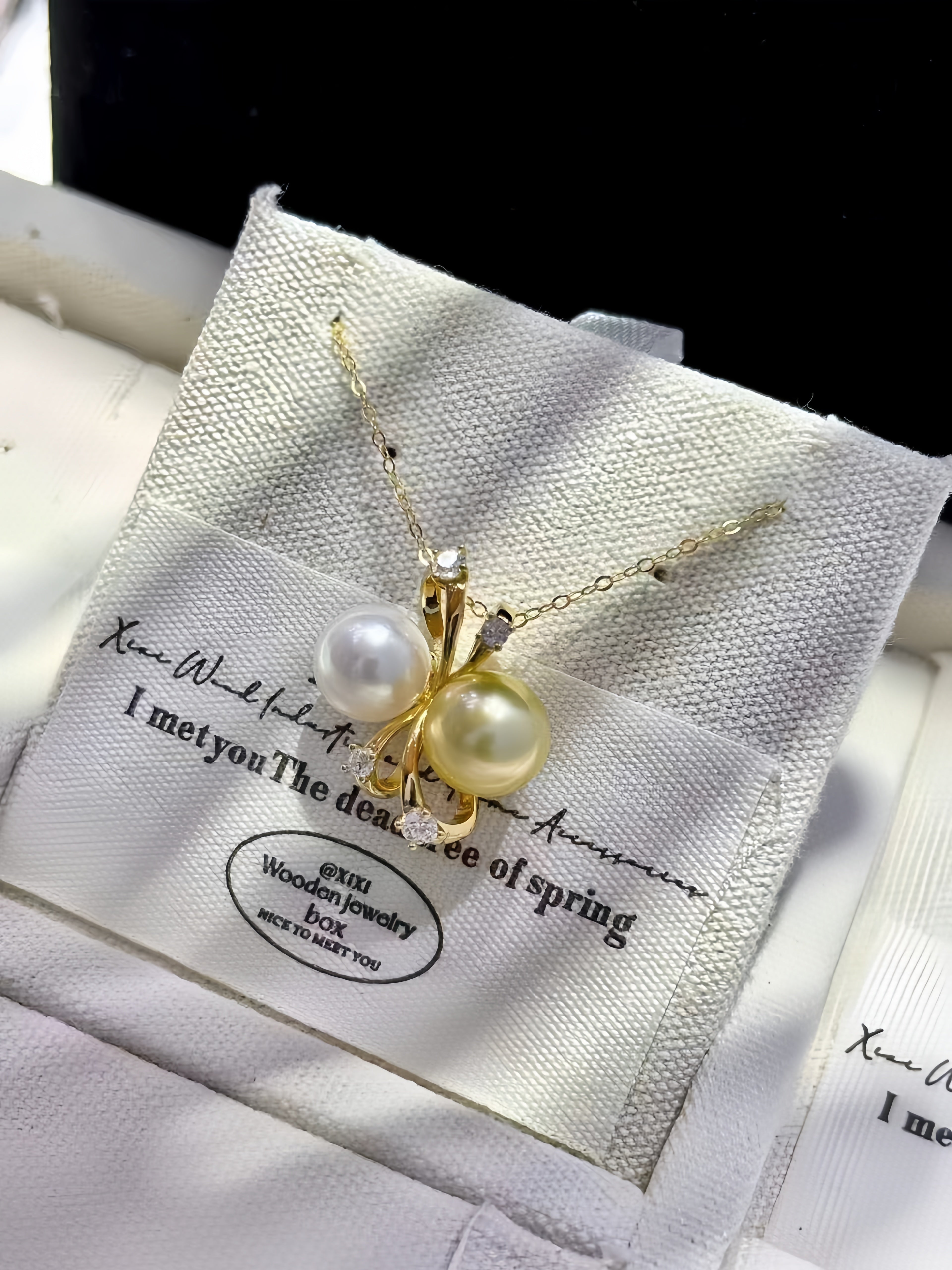 8mm Akoya&10mm South Sea Gold Pearl Pendant P.01