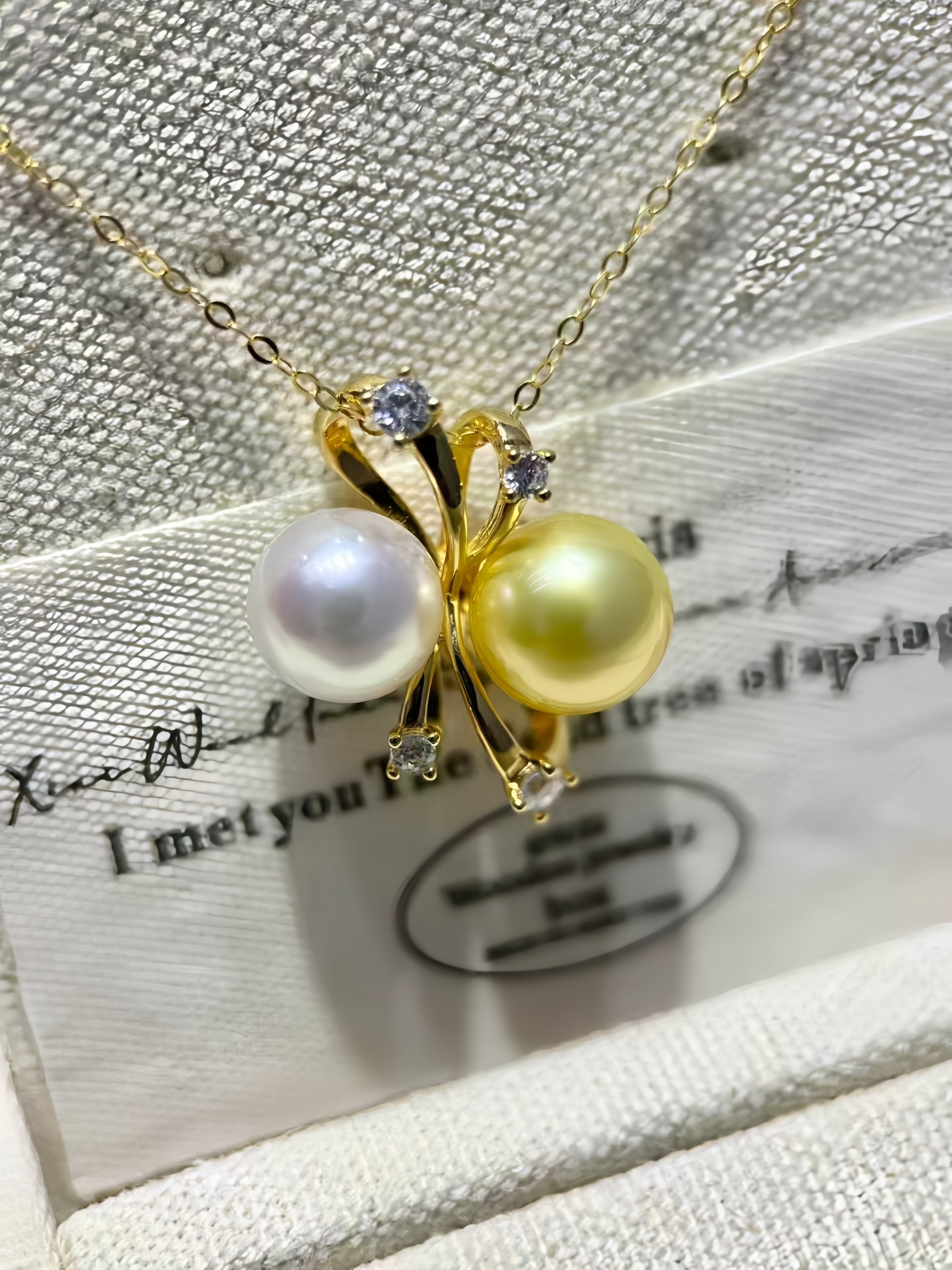 8mm Akoya&10mm South Sea Gold Pearl Pendant P.01