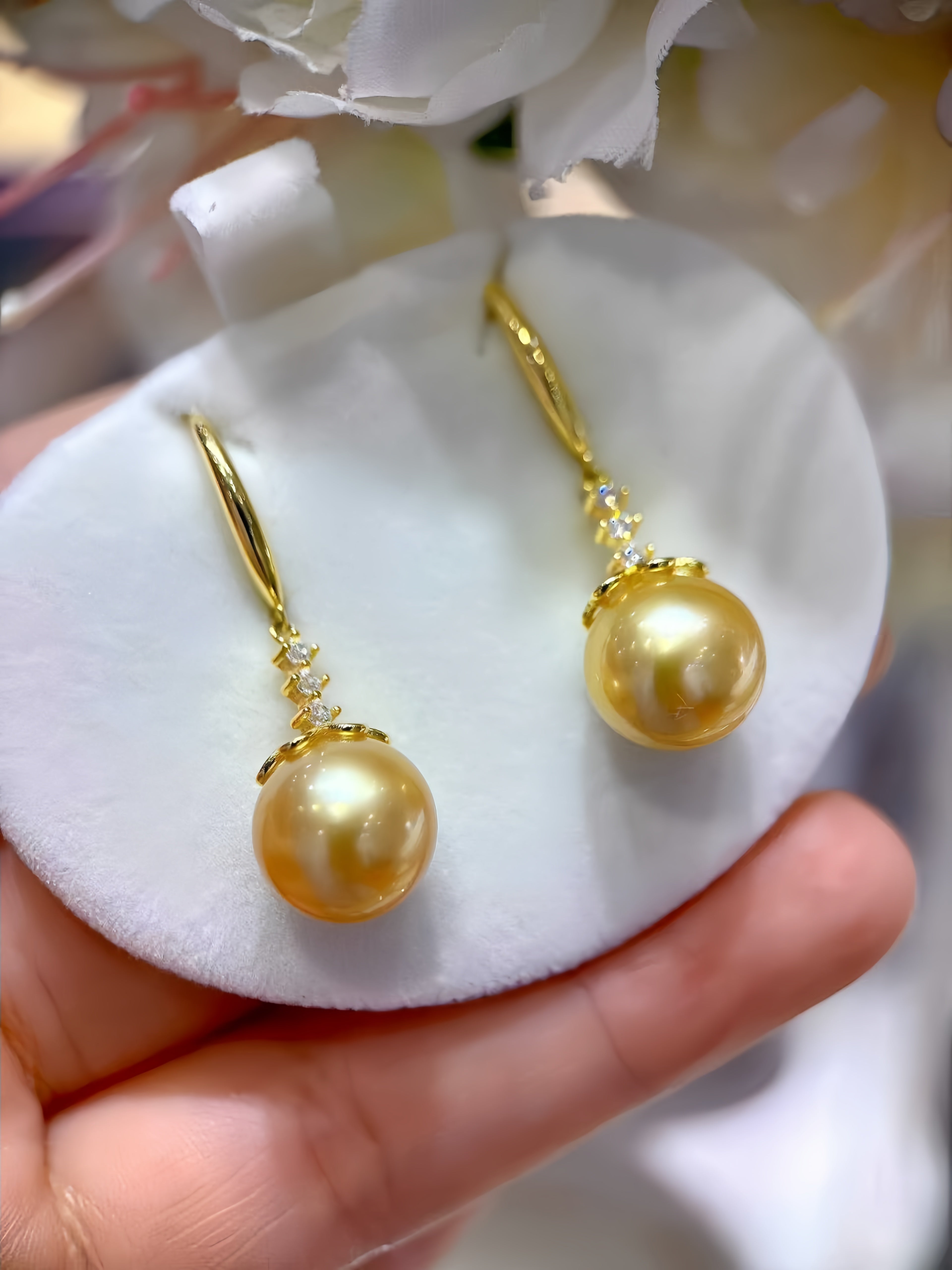 10-11mm South Sea Gold Pearl Earrings