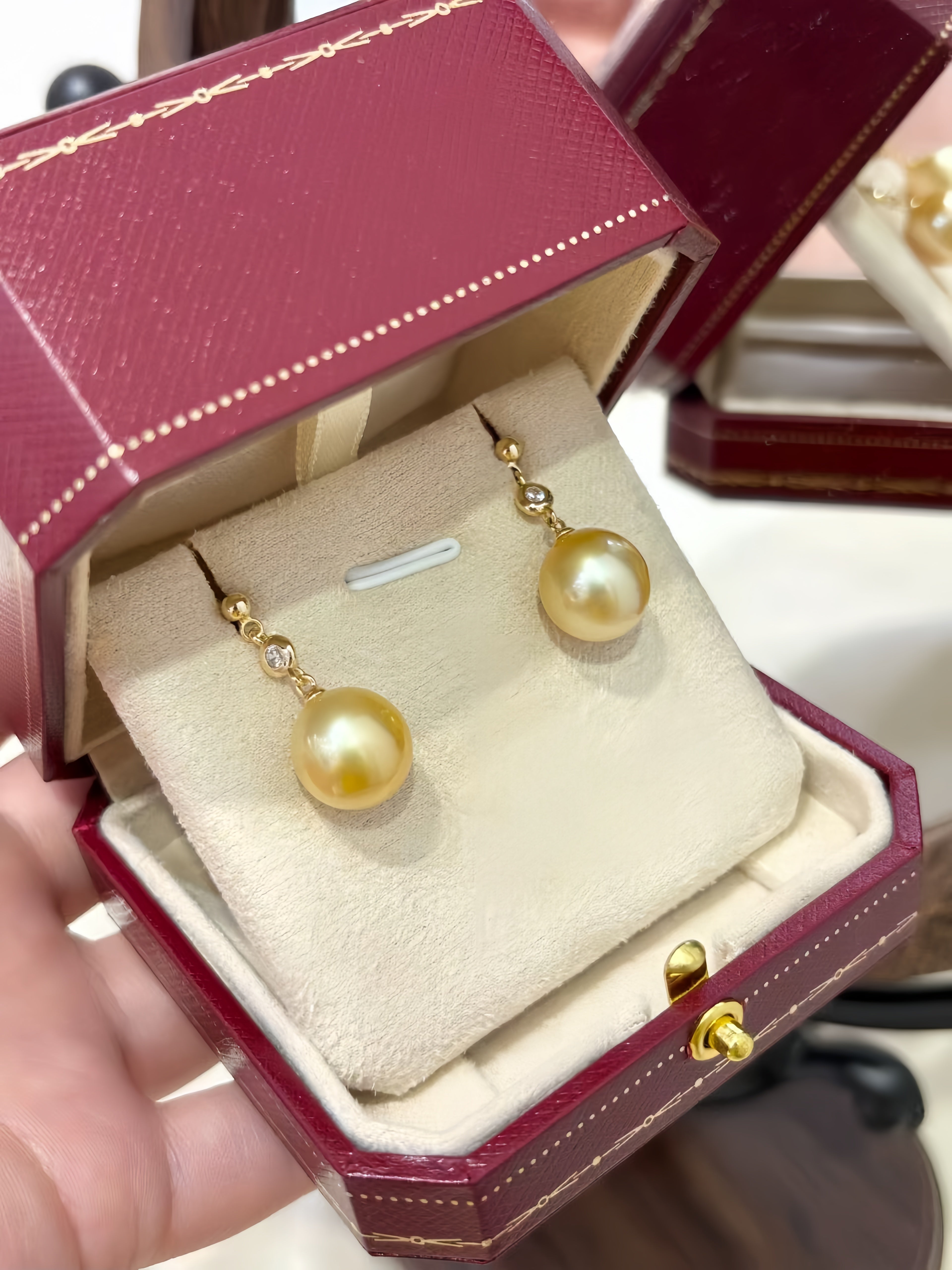 11-12mm South Sea Gold Pearl Earrings E.01