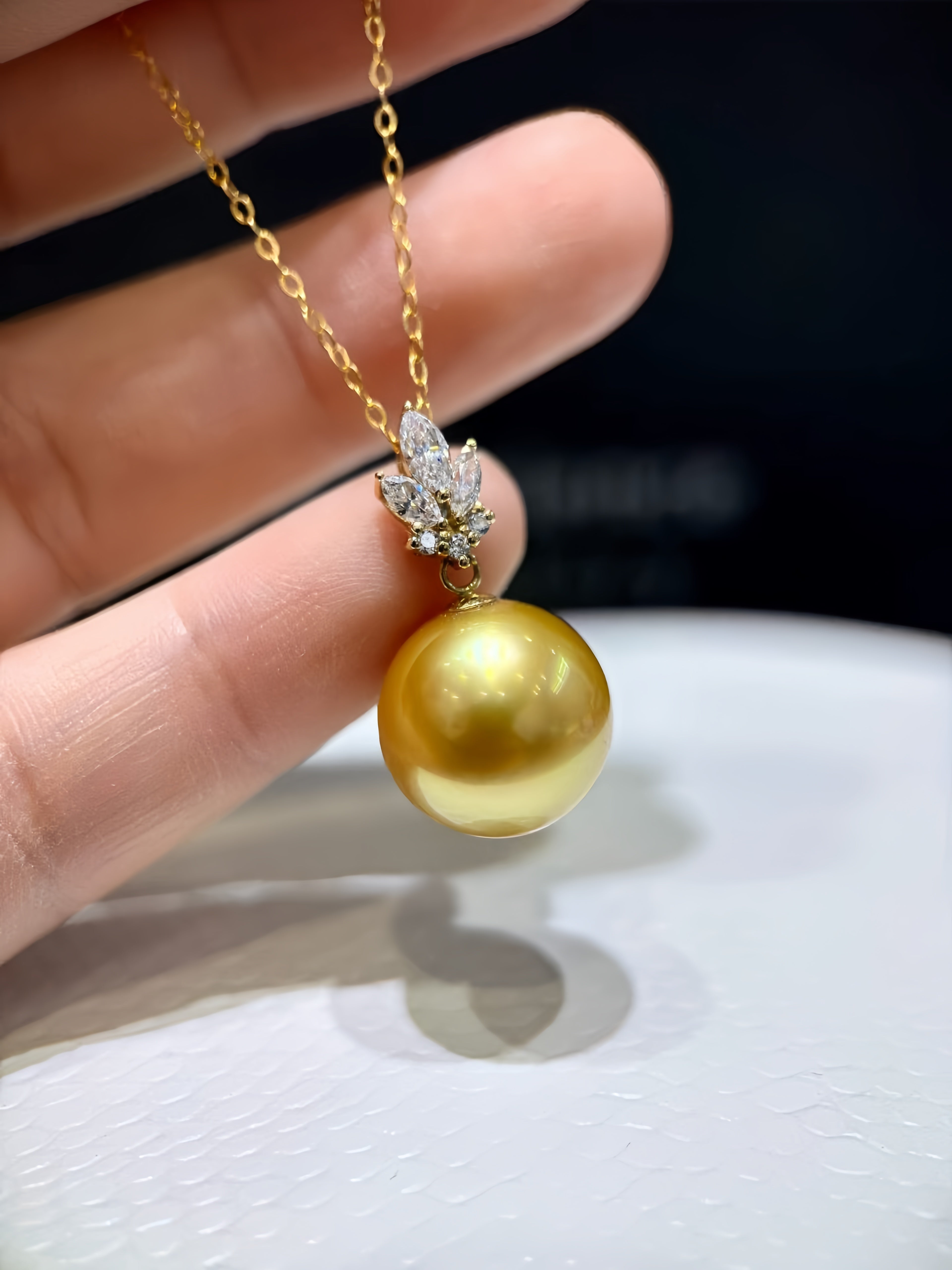 12-13mm South Sea Gold Pearl Pendant/18K Gold P.02