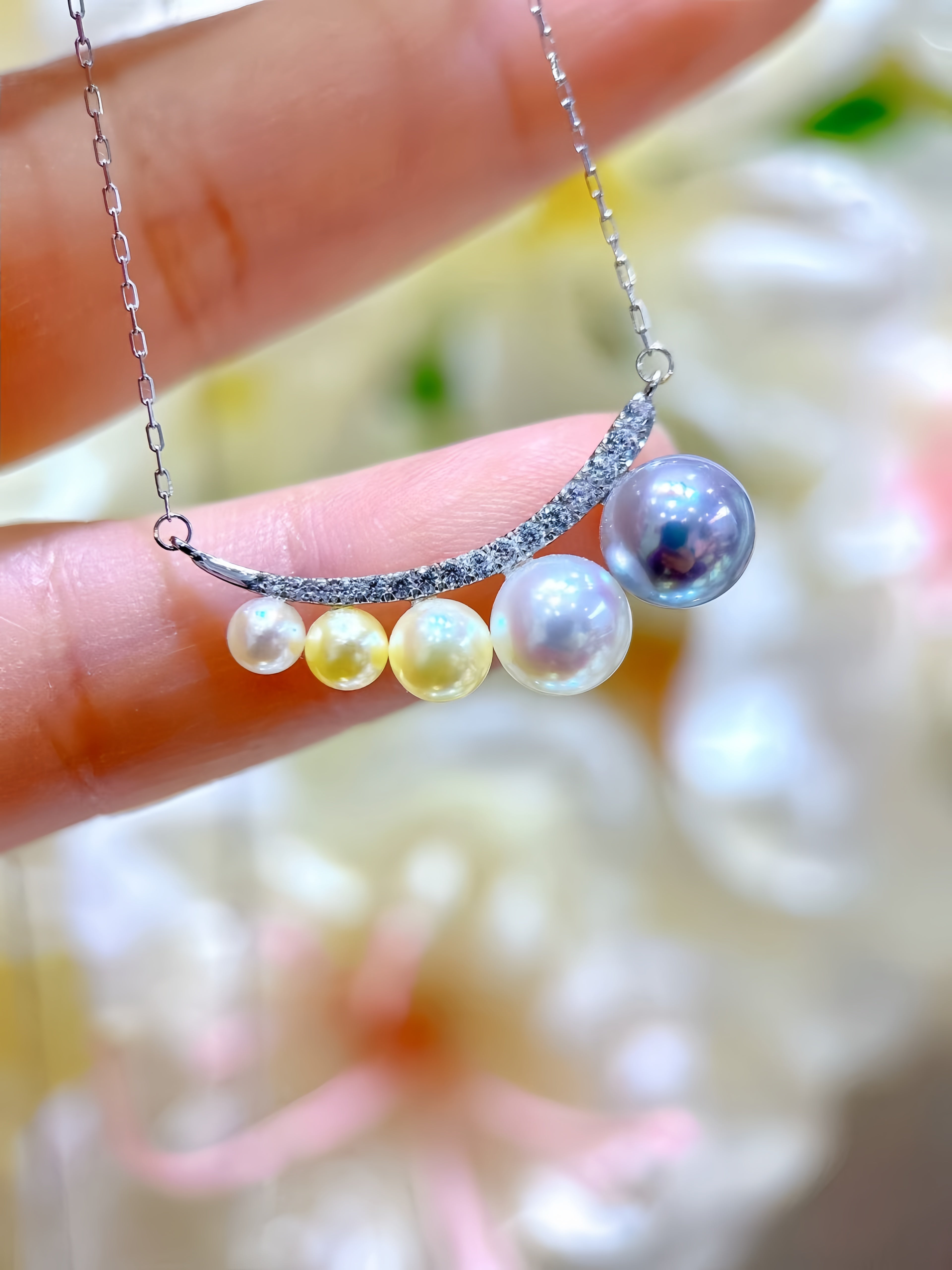 3mm-8mm Akoya Pearl Necklace/18K Gold N.01