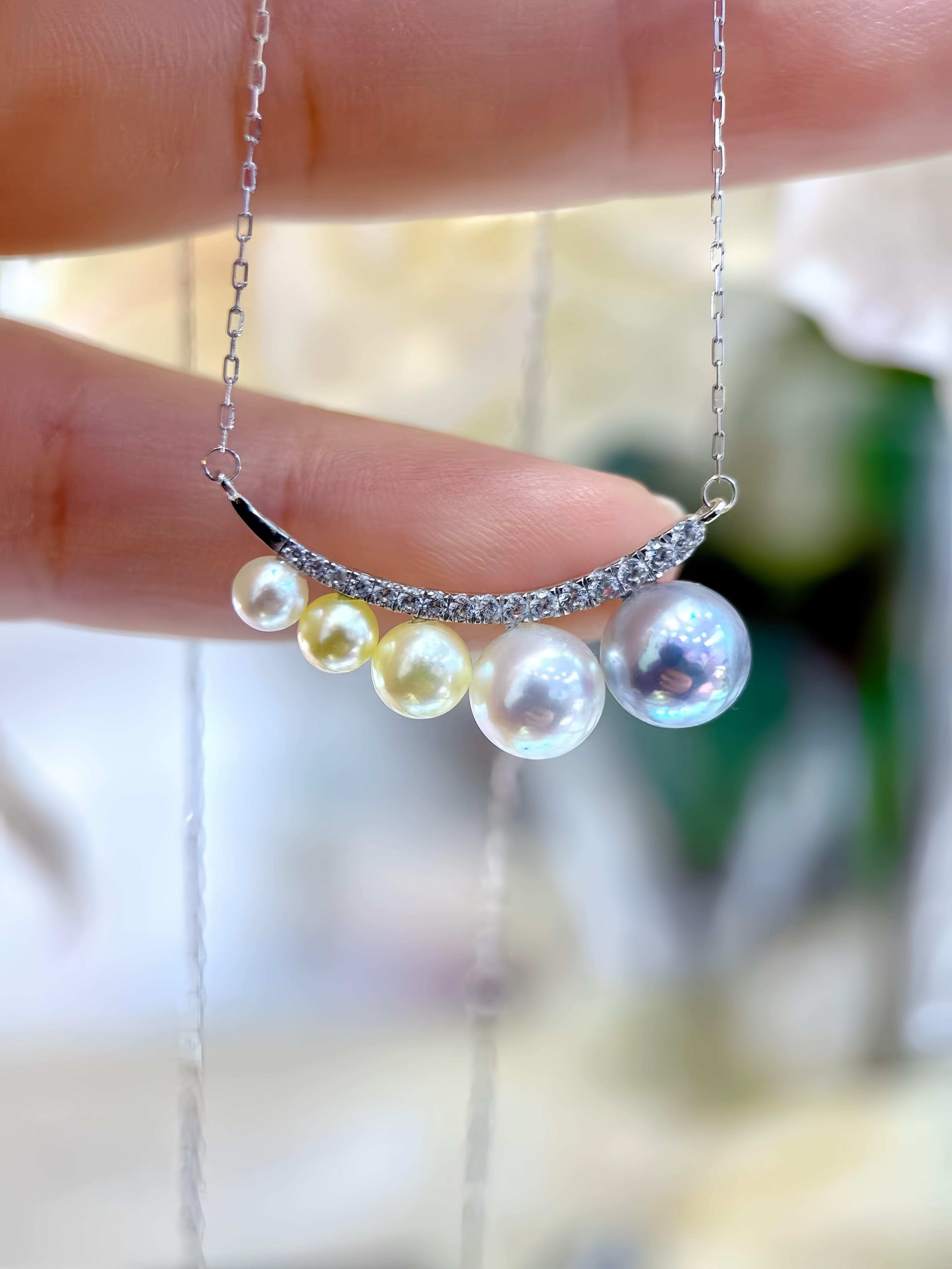 3mm-8mm Akoya Pearl Necklace/18K Gold N.01