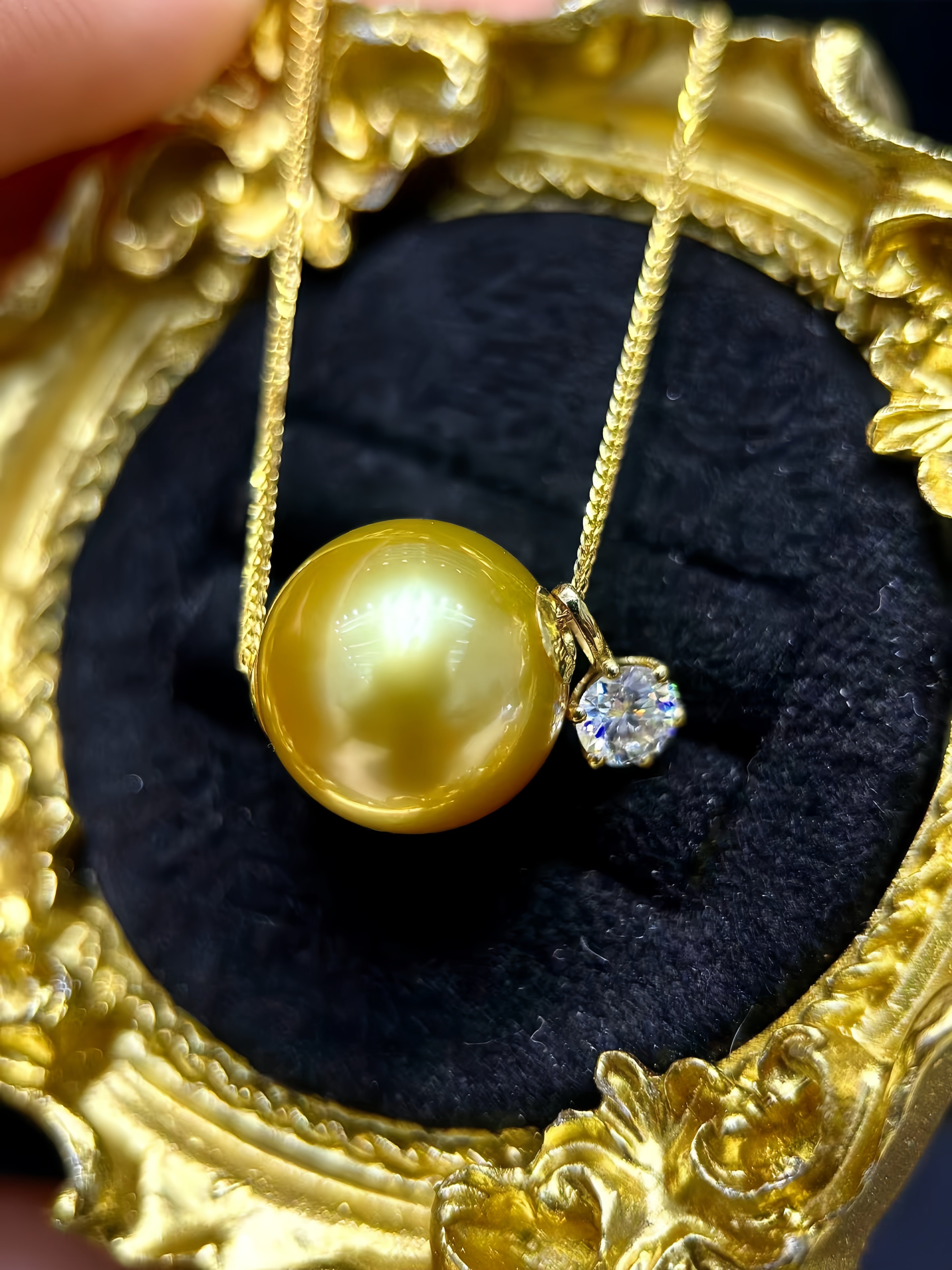 11-12mm South Sea Gold Pearl Necklace/18K Gold N.01