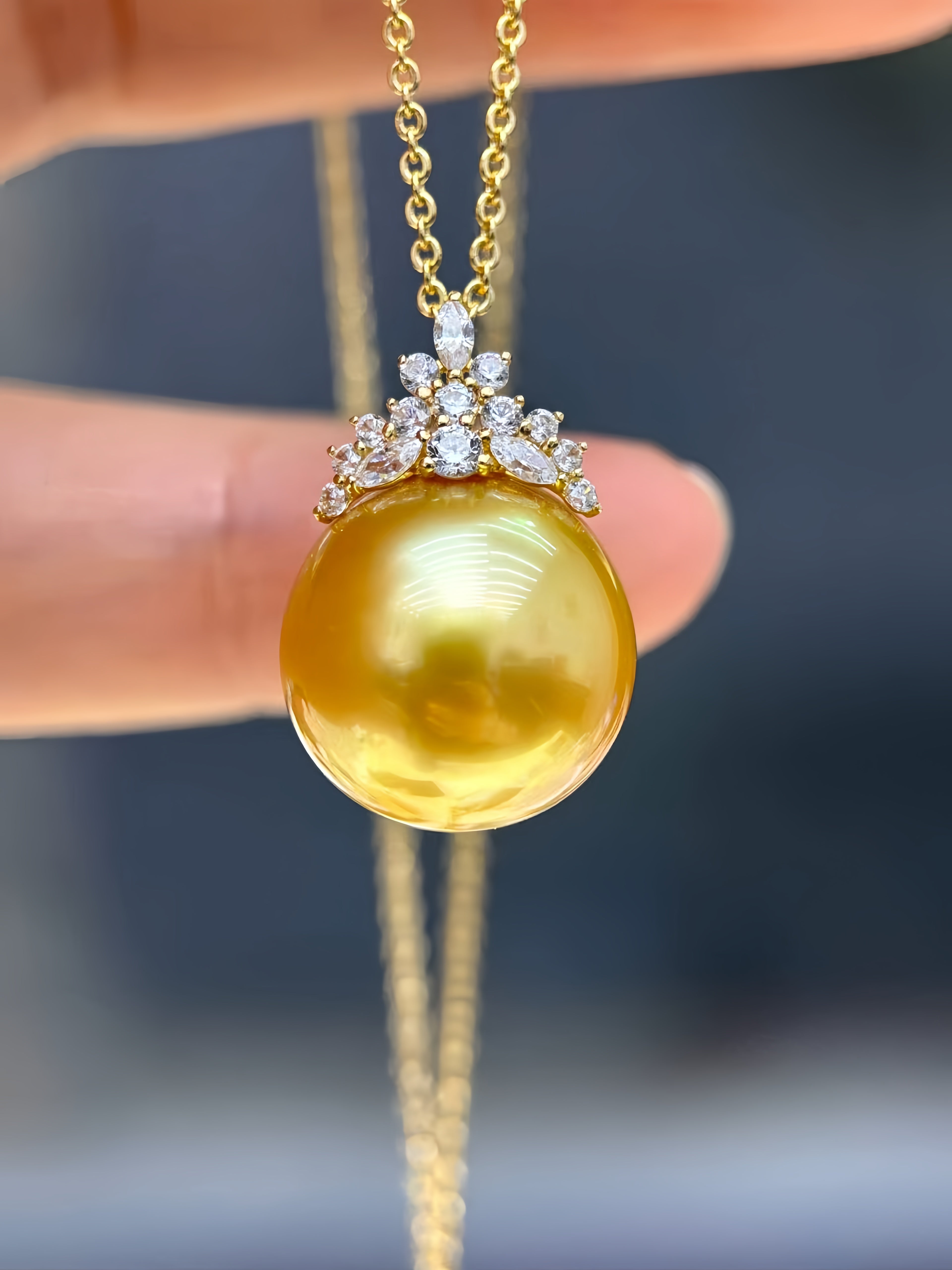 13-14mm South Sea Gold Pearl Pendant/18K Gold P.01