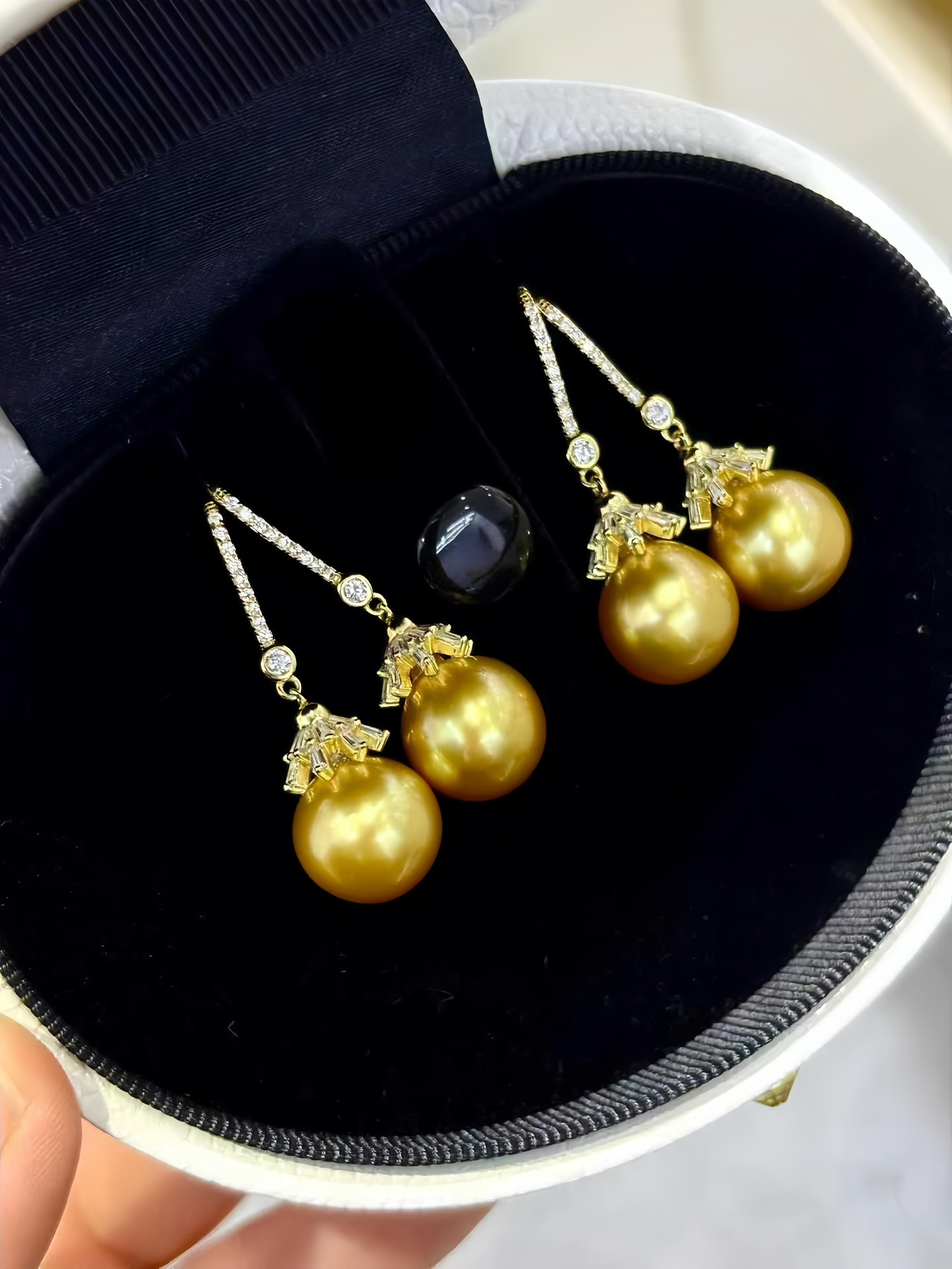 11-12mm South Sea Gold Pearl Earrings E.02