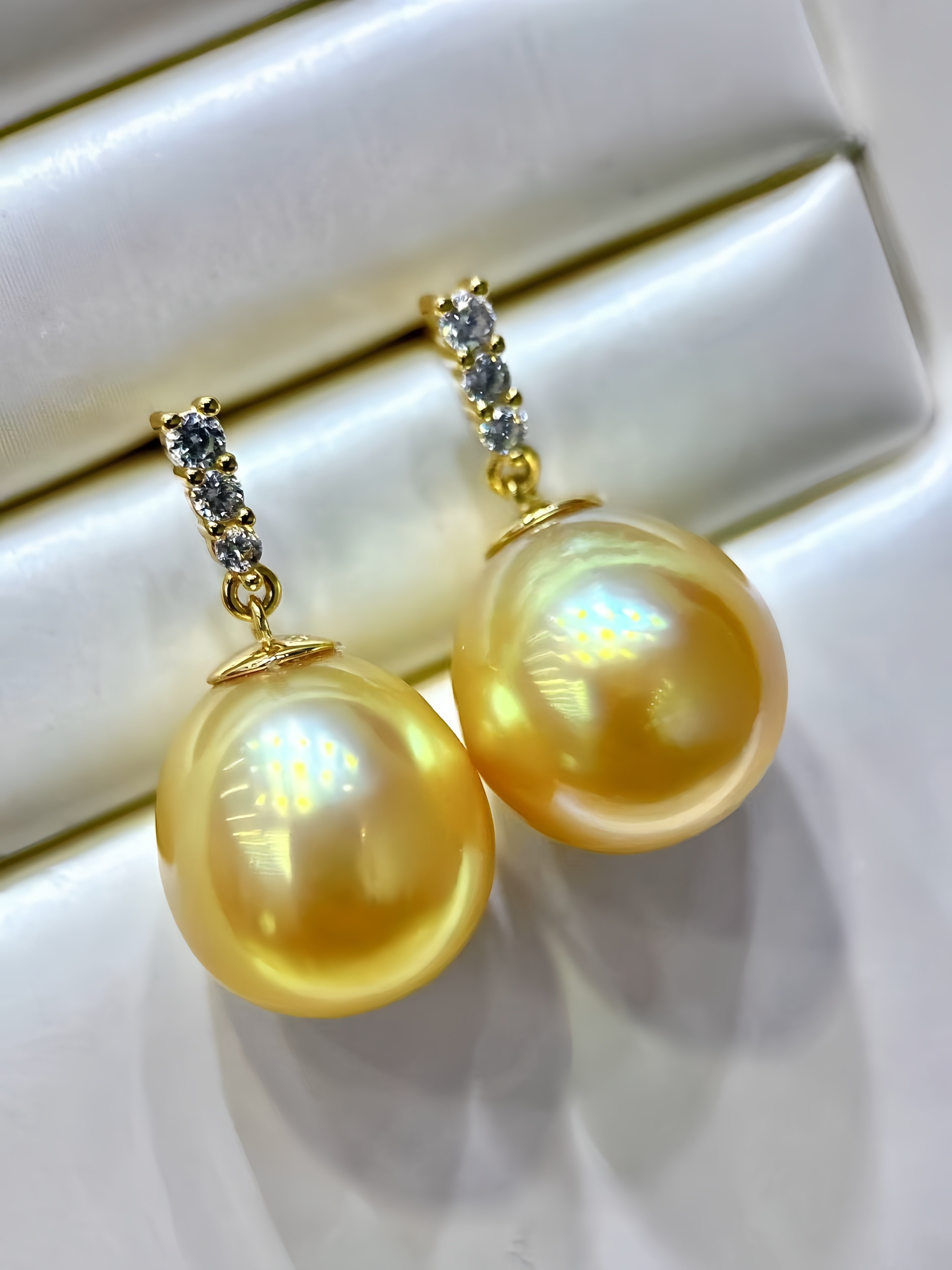 11-12mm South Sea Gold Pearl Earrings E.02