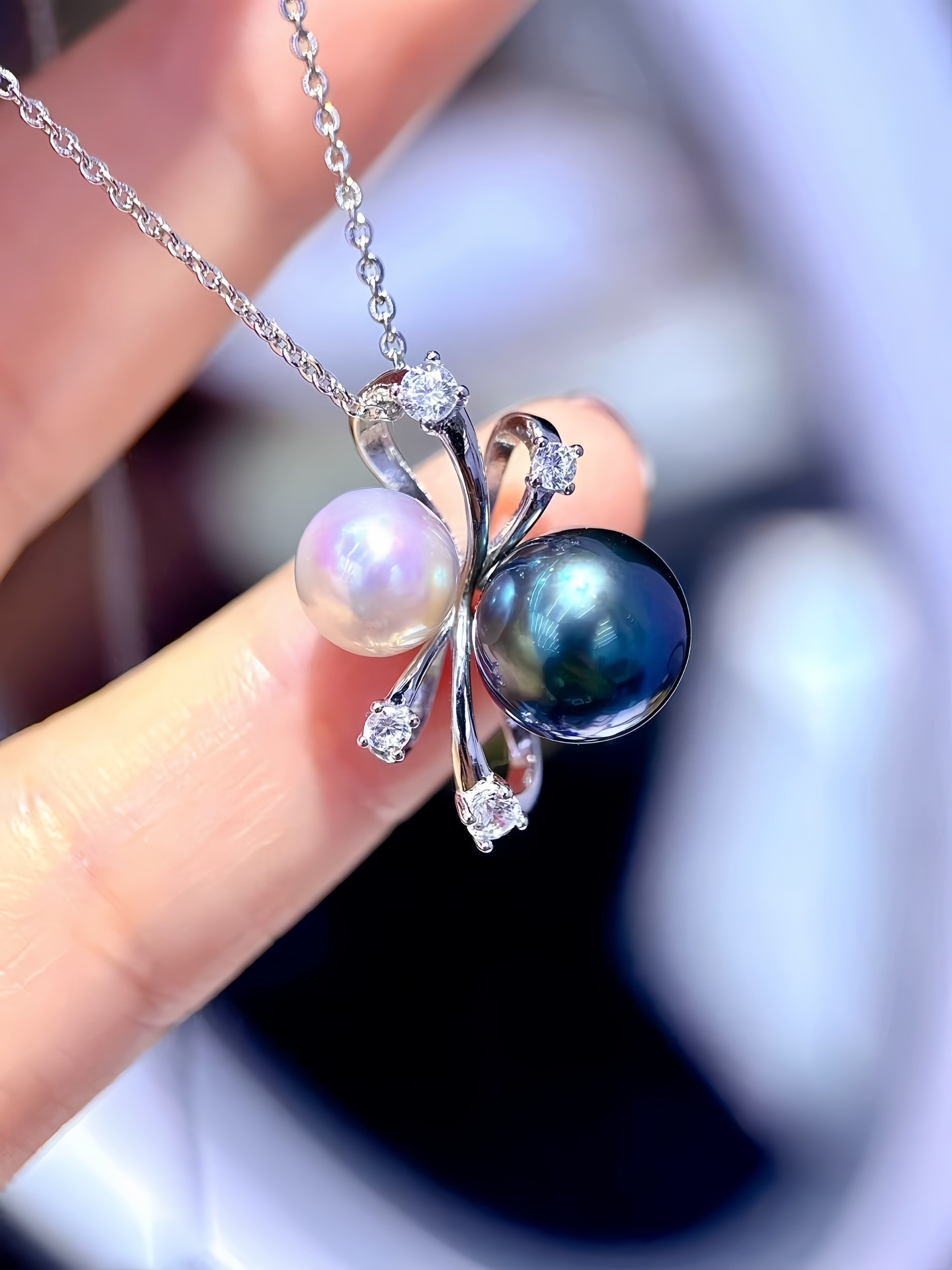 7mm Akoya&10mm Tahitian Pearl Pendant P.01