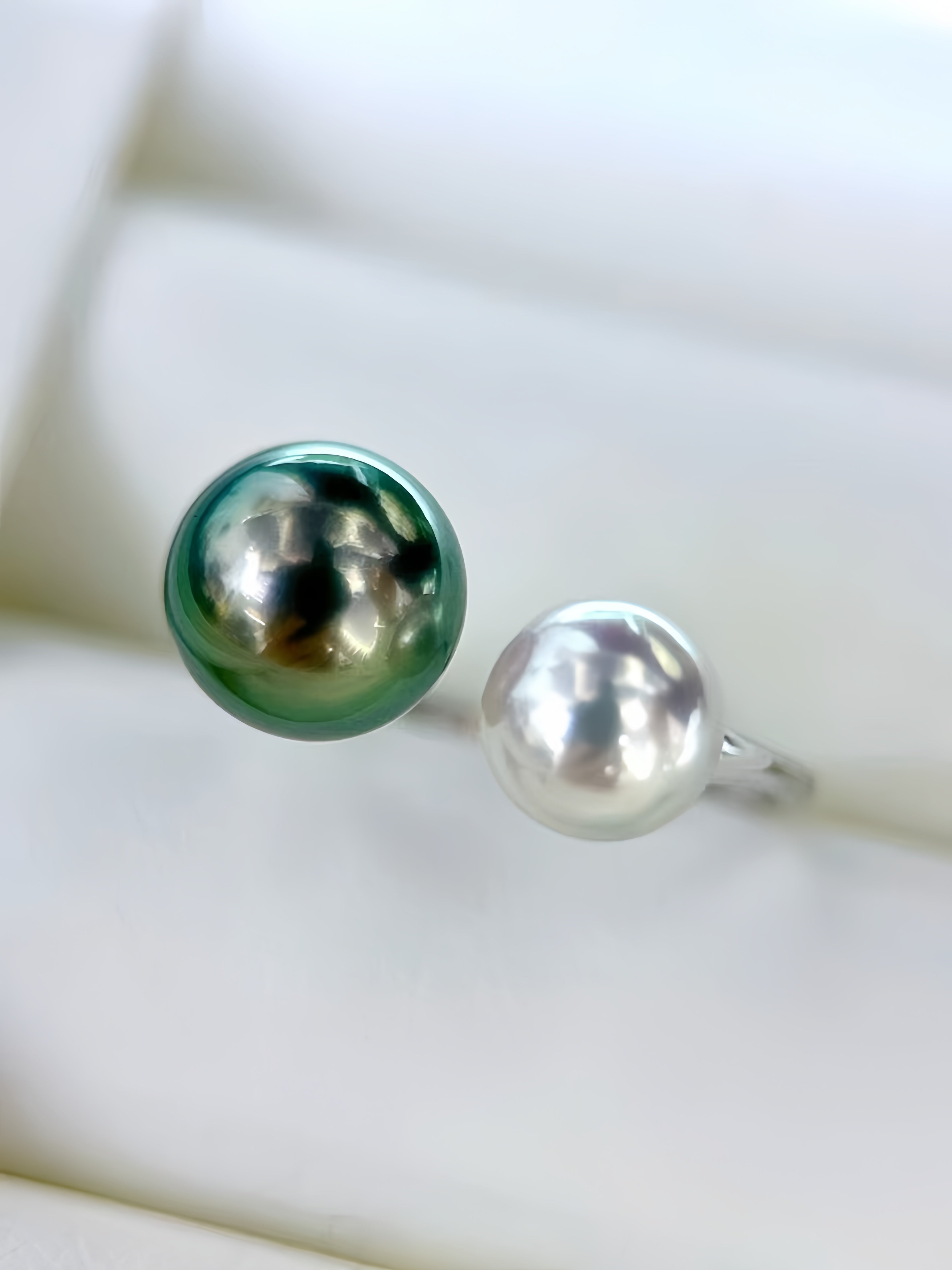 8mm Akoya&11mm Tahitian Pearl Ring/18K Gold R.01