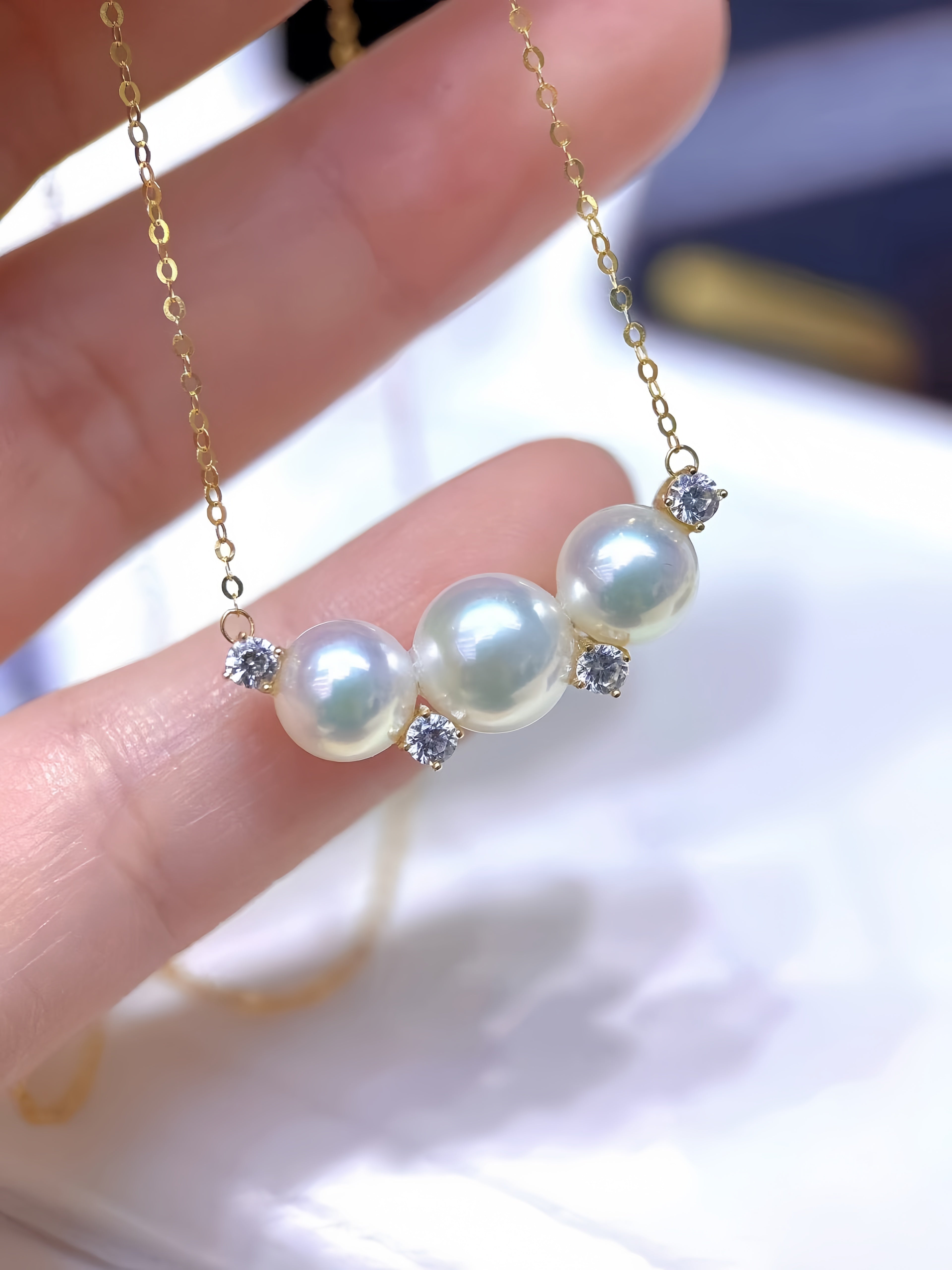 6-8mm Akoya Pearl Necklace/18K Gold N.01