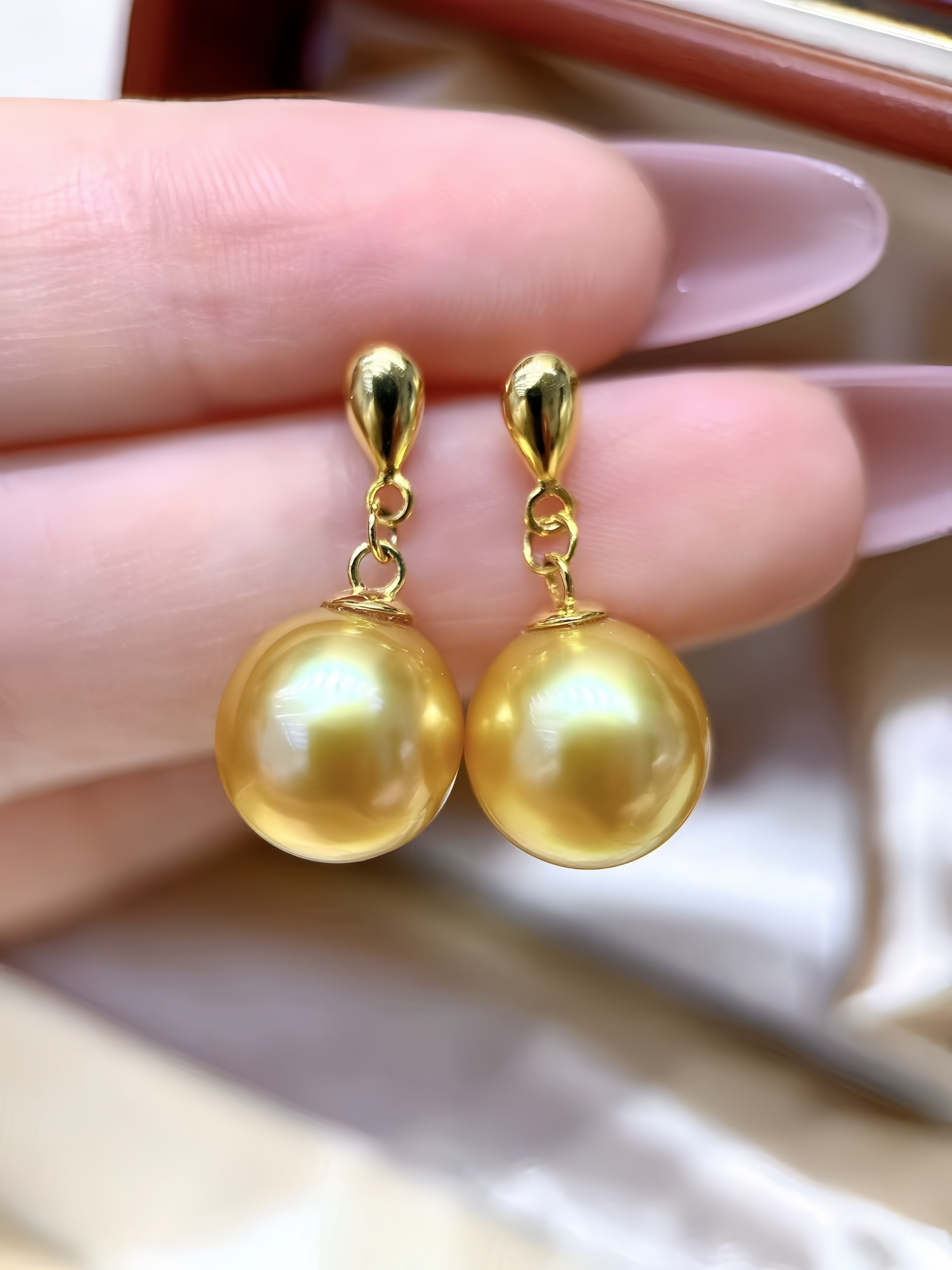 10-11mm South Sea Gold Pearl Earrings E.03