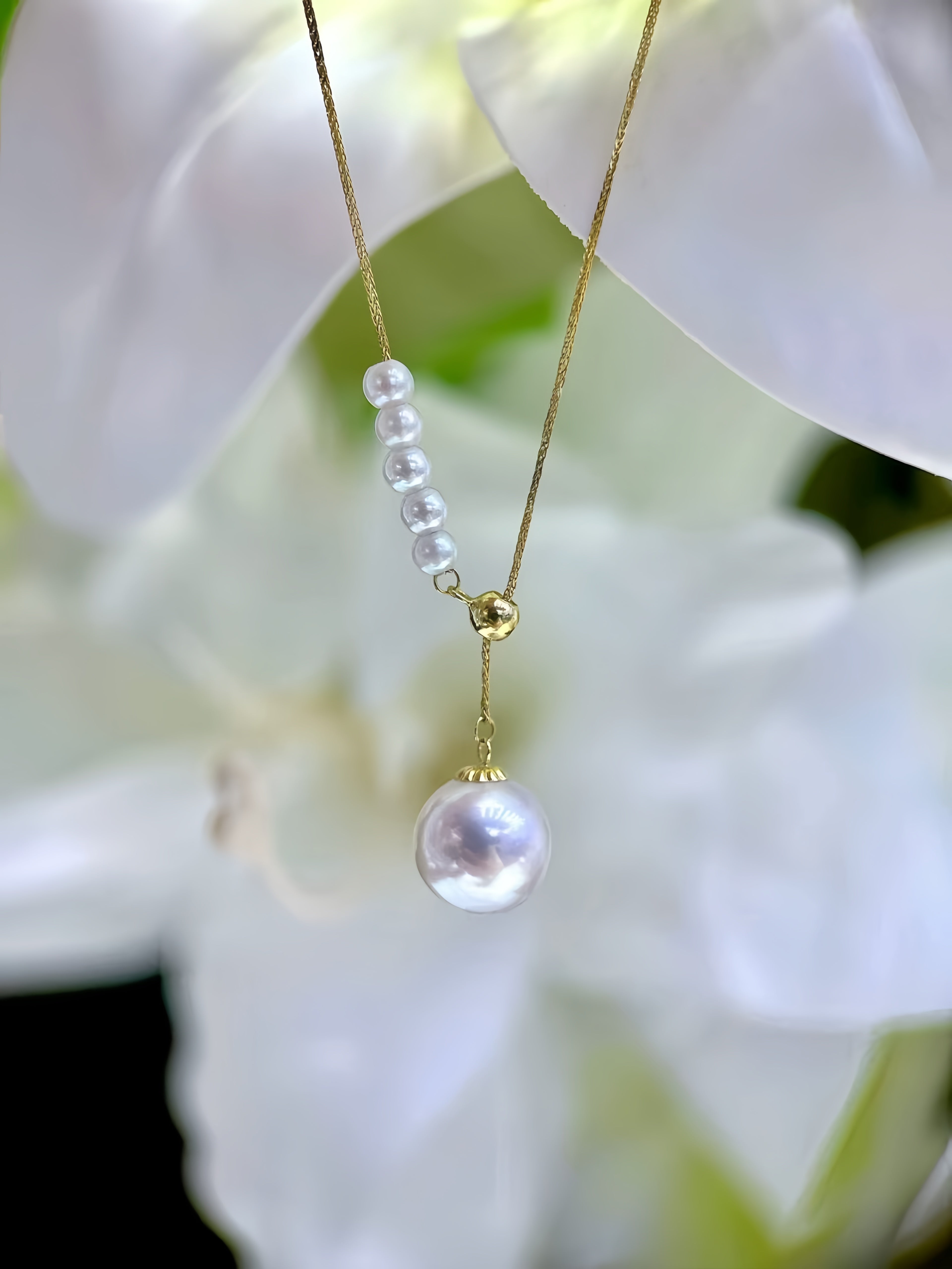 2mm&9mm Akoya Pearl Necklace /18K Gold Setting N.01