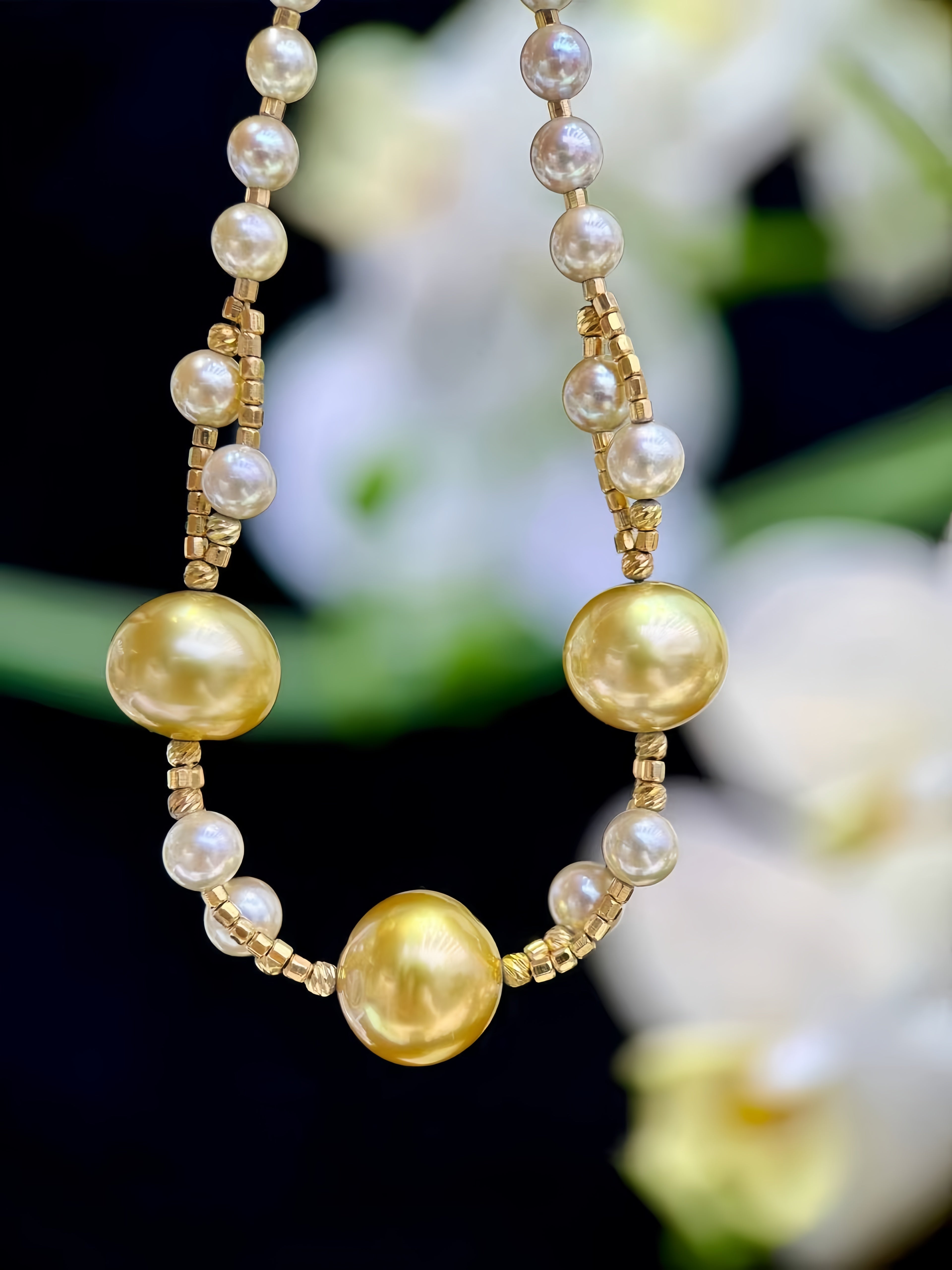 4mm Akoya&11mm South Sea Gold Pearl Bracelet B.01
