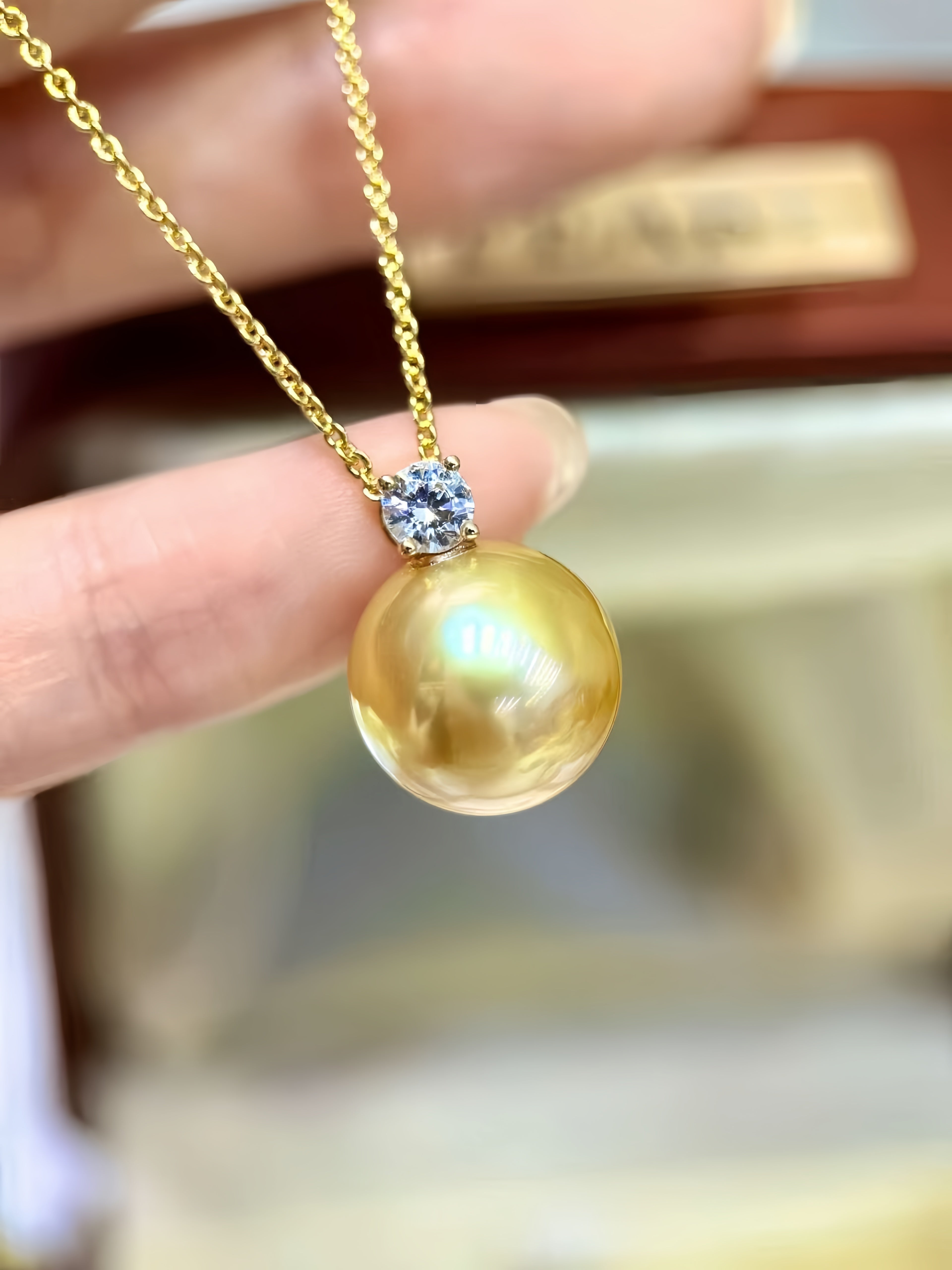 12-13mm South Sea Gold Pearl Pendant/18K Gold P.02